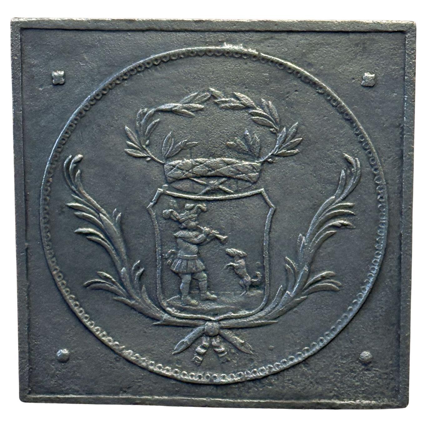 Plaque de cheminée / dosseret "Garçon au chien" d'époque Napoléon III en vente
