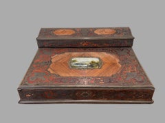 Französisch Napoleon III Periode Messing Intarsien Palisander und Nussbaum Lap-Schreibtisch