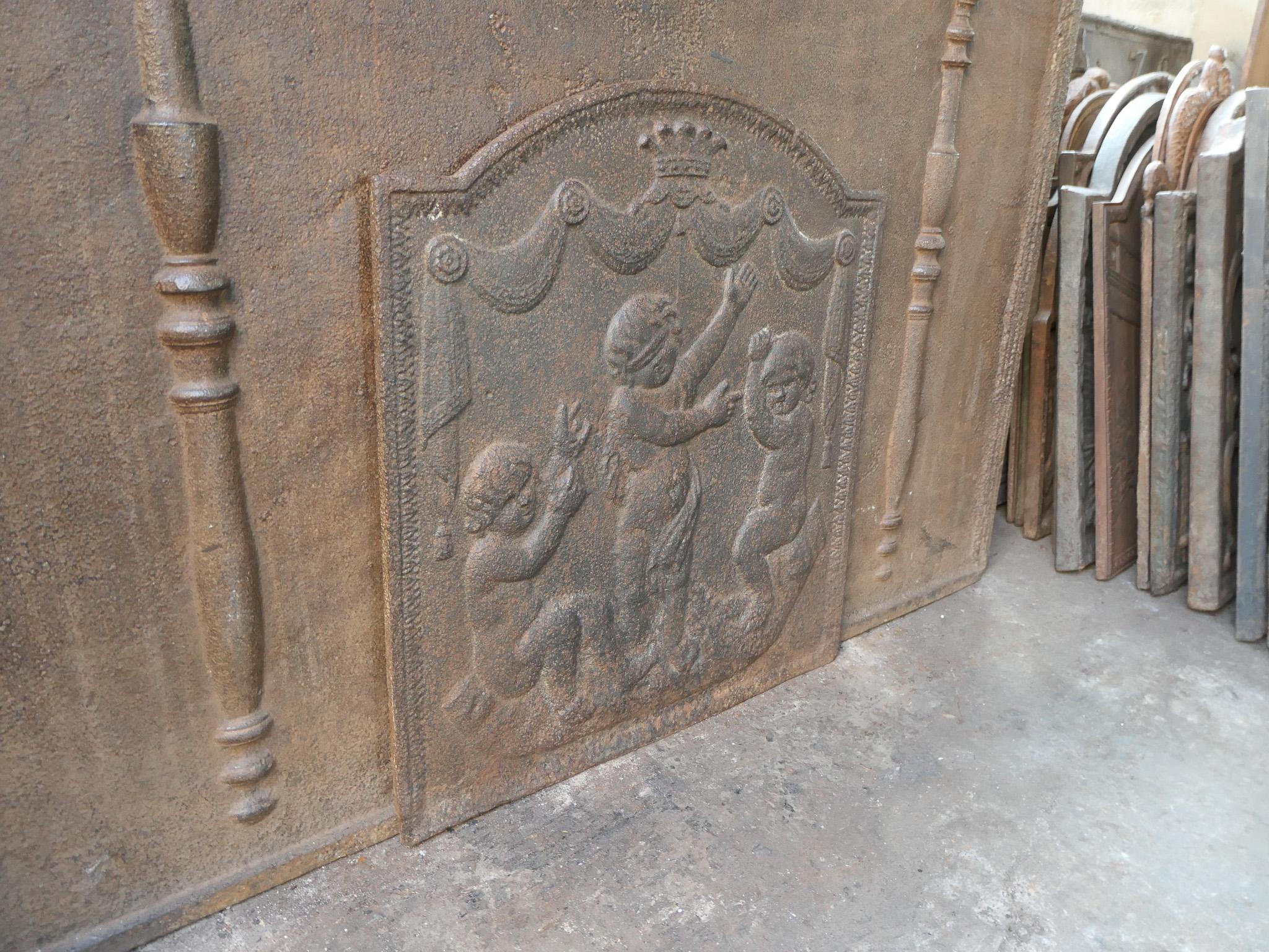 French Napoleon III Period 'Cupids' Fireback / Backsplash, 19th C. For Sale 6
