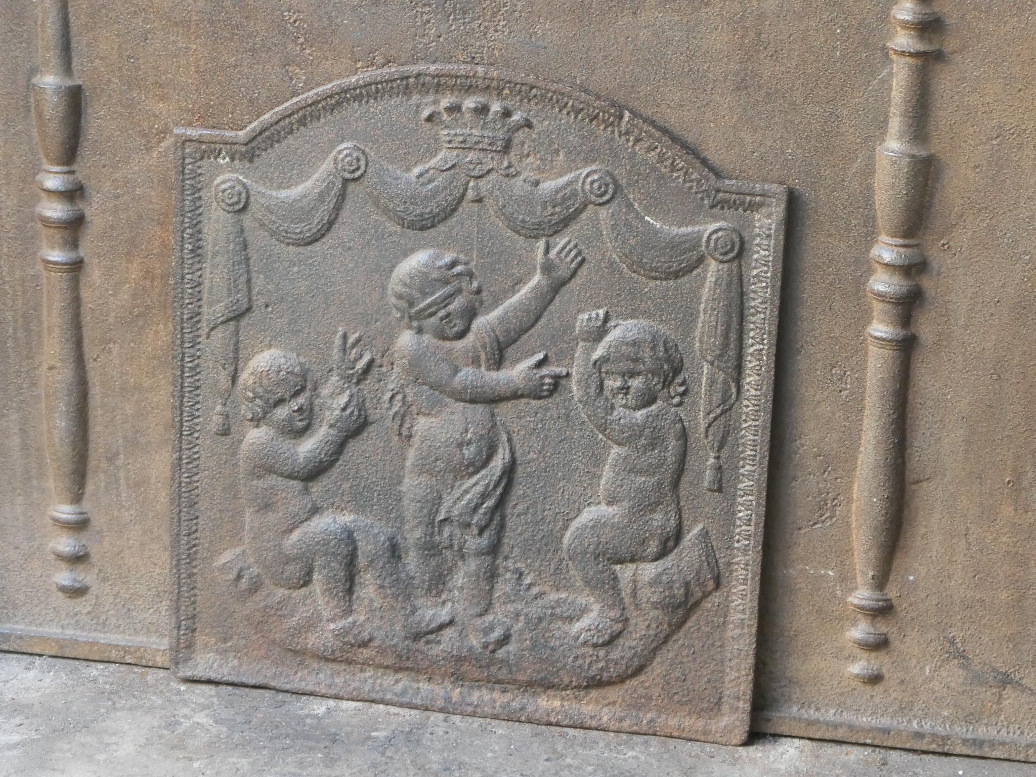 19th Century French Napoleon III Period 'Cupids' Fireback / Backsplash, 19th C. For Sale