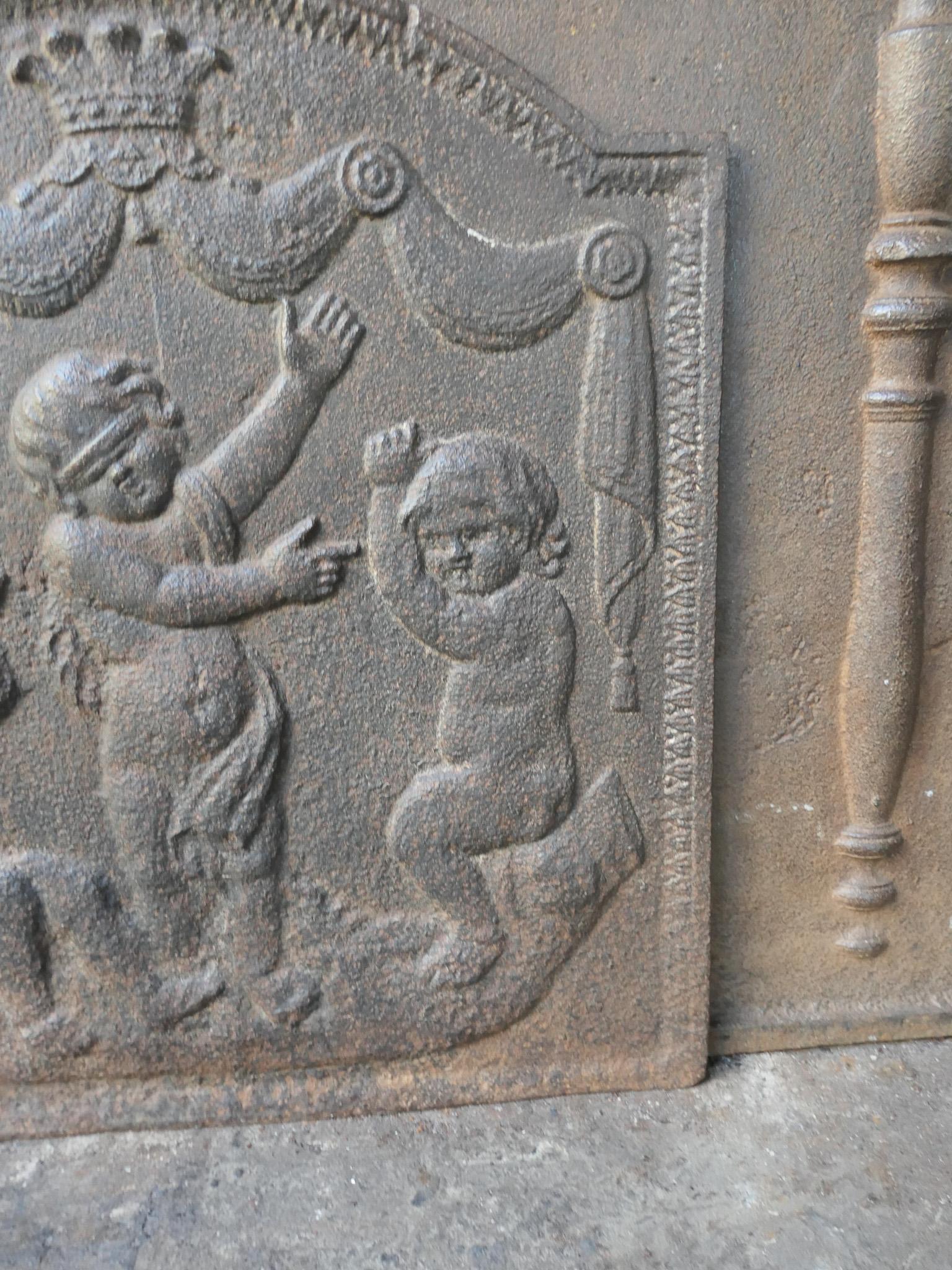 French Napoleon III Period 'Cupids' Fireback / Backsplash, 19th C. For Sale 3