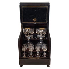 Set di servizio per liquori in cristallo ebanizzato francese del periodo di Napoleone III