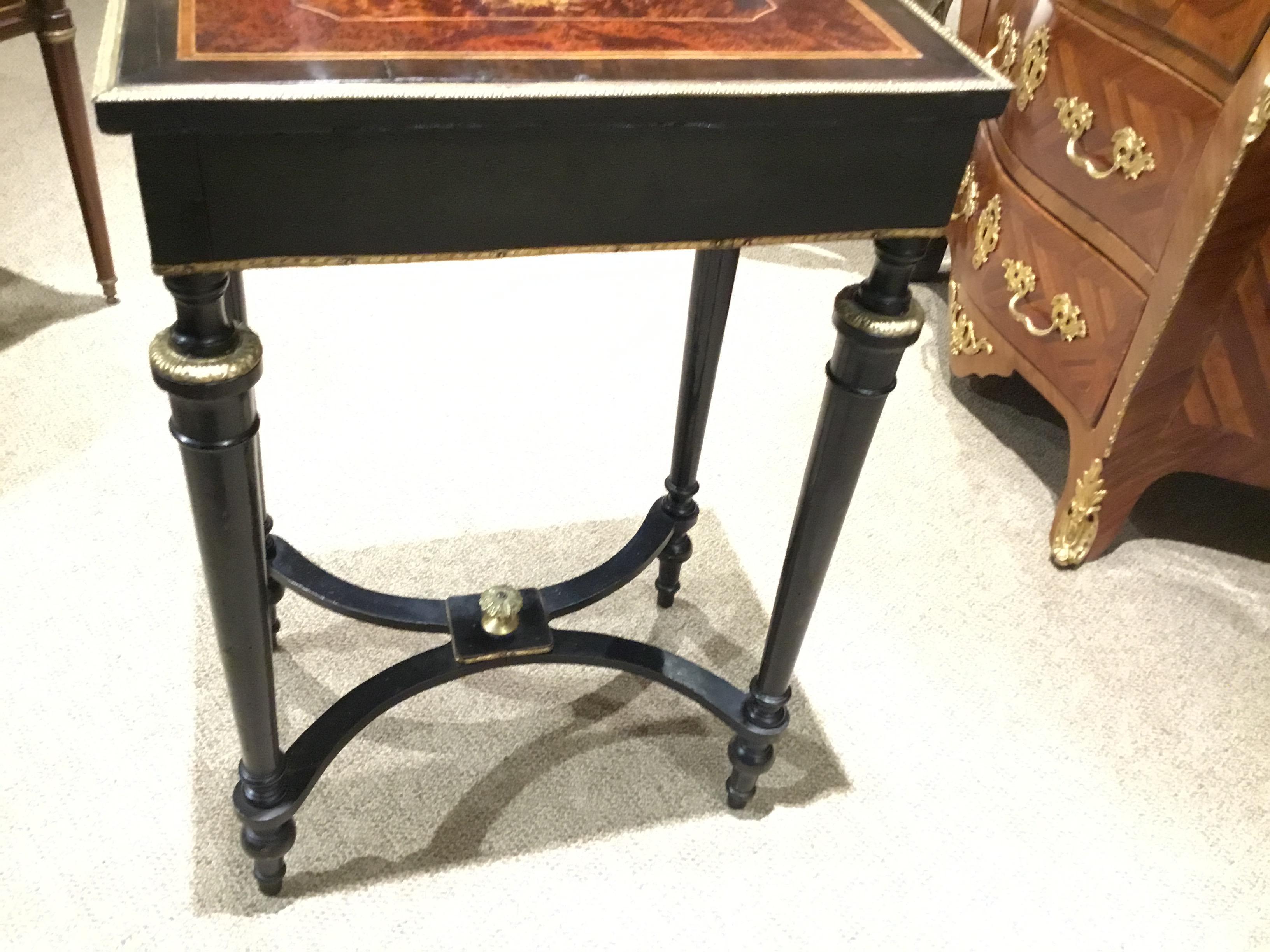 French Napoleon III Period Ebonized Travailleuse/Dressing Table, 19th Century In Good Condition In Houston, TX
