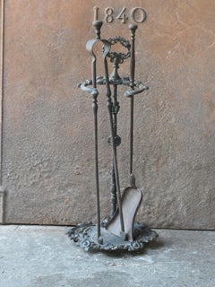 Outils de cheminée ou outils à feu français d'époque Napoléon III, 19e siècle
