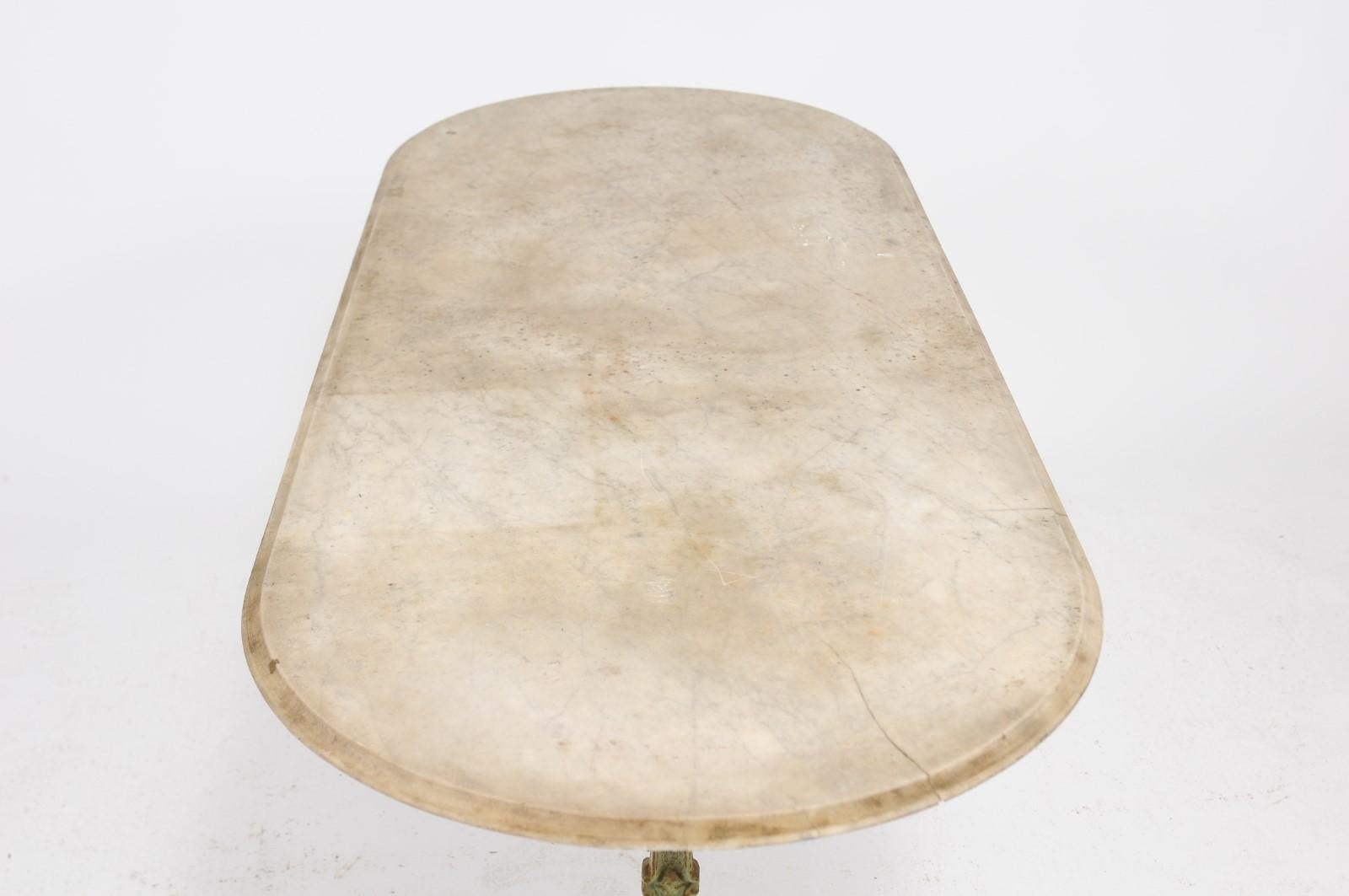 French Napoleon III Period Iron Bistro Table with Oval Marble Top, circa 1850 In Good Condition In Atlanta, GA