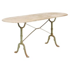 French Napoleon III Period Iron Bistro Table with Oval Marble Top, circa 1850