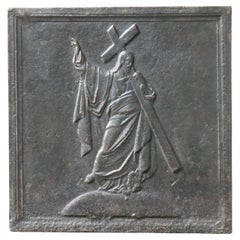 Plaque de cheminée / dosseret "Jezus" français d'époque Napoléon III