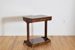 Französisch Napoleon III Periode Leder & Messing montiert 1-Schublade Schreibtisch, c1860