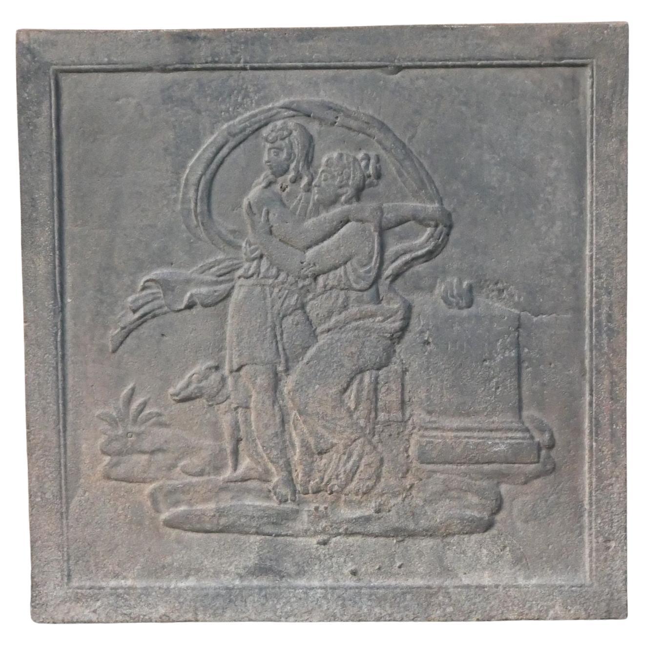 Plaque de cheminée / dosseret "Homme et Femme" d'époque Napoléon III en vente
