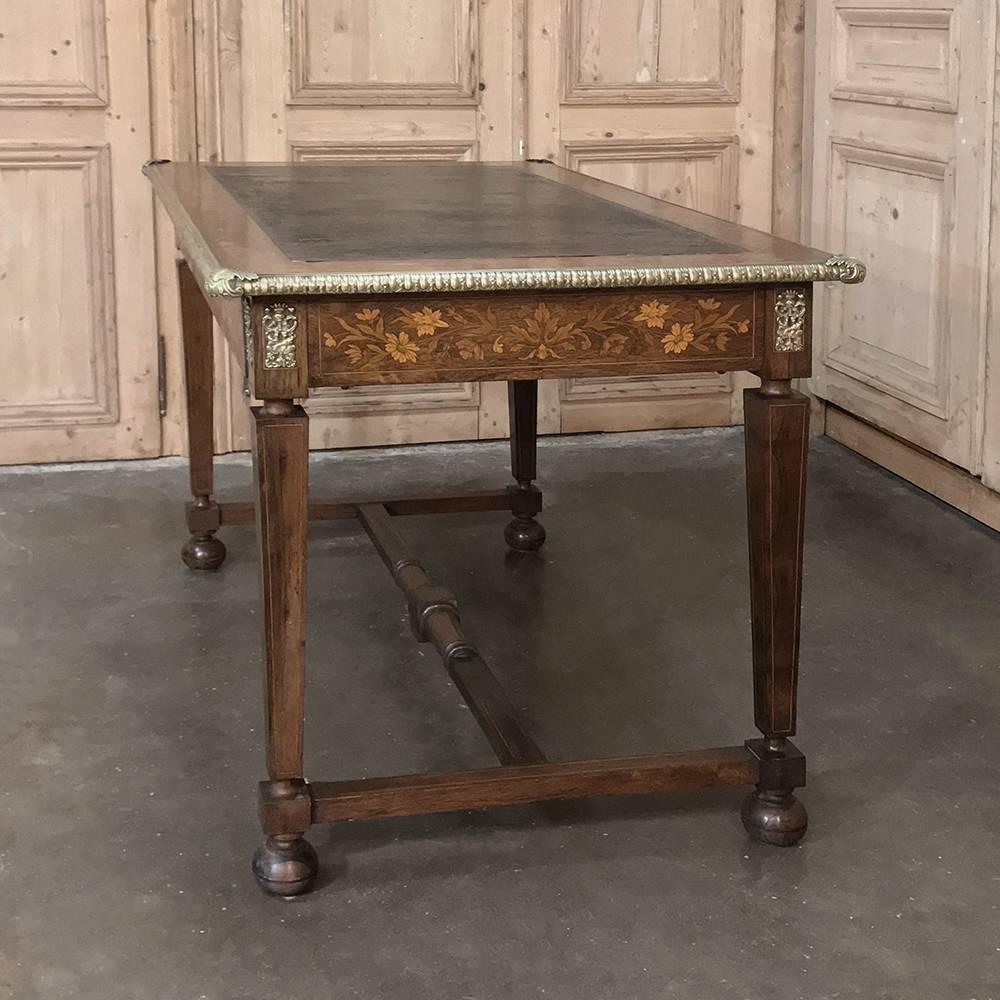 French Napoleon III Period Marquetry Bureau Plat Desk 2