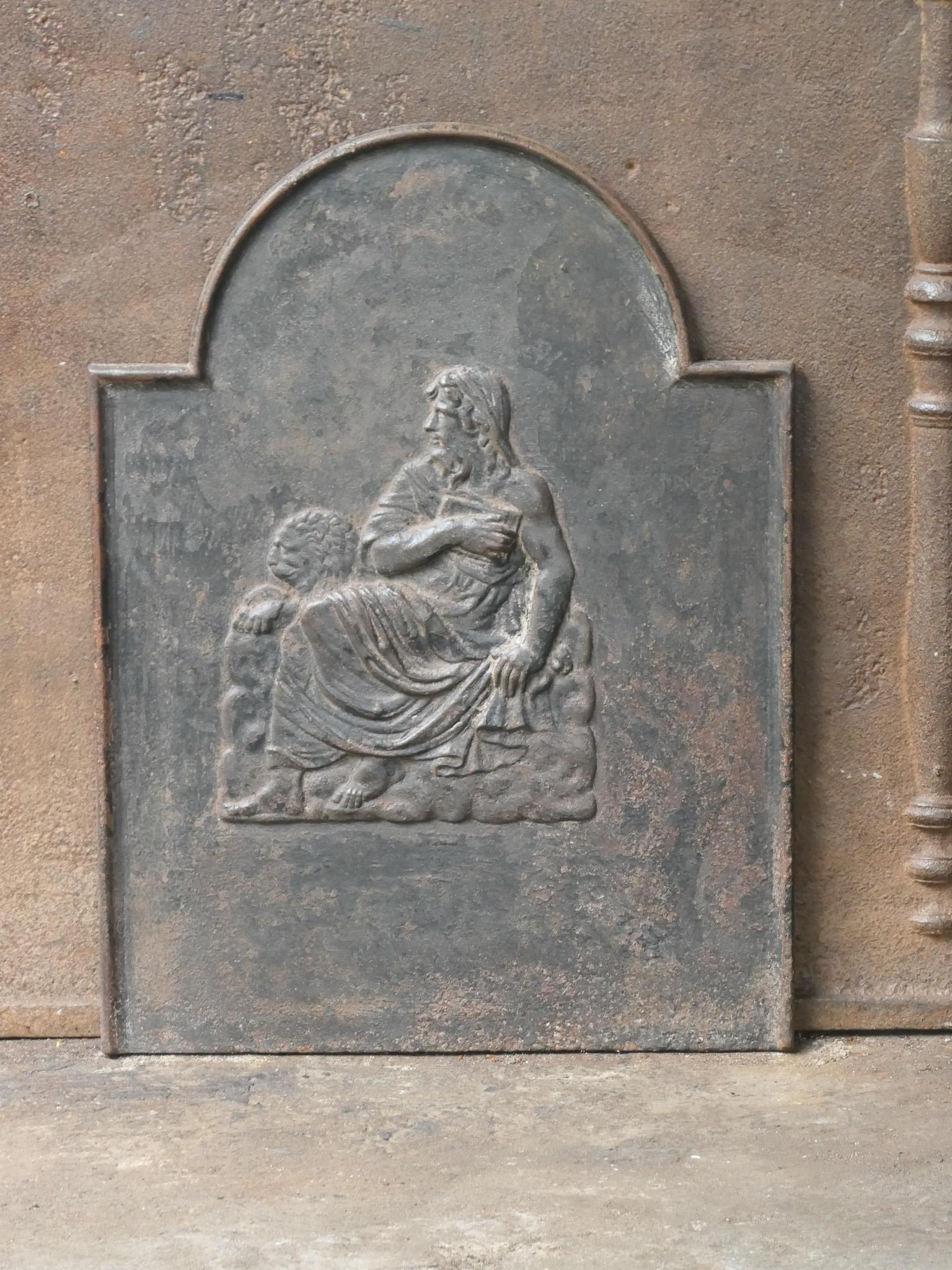 19th century French Napoleon III period fireback with Saint Marc and the Lion.

The fireback is made of cast iron and has a natural brown patina. Upon request it can be made black / pewter. The fireback is in a good condition and does not have