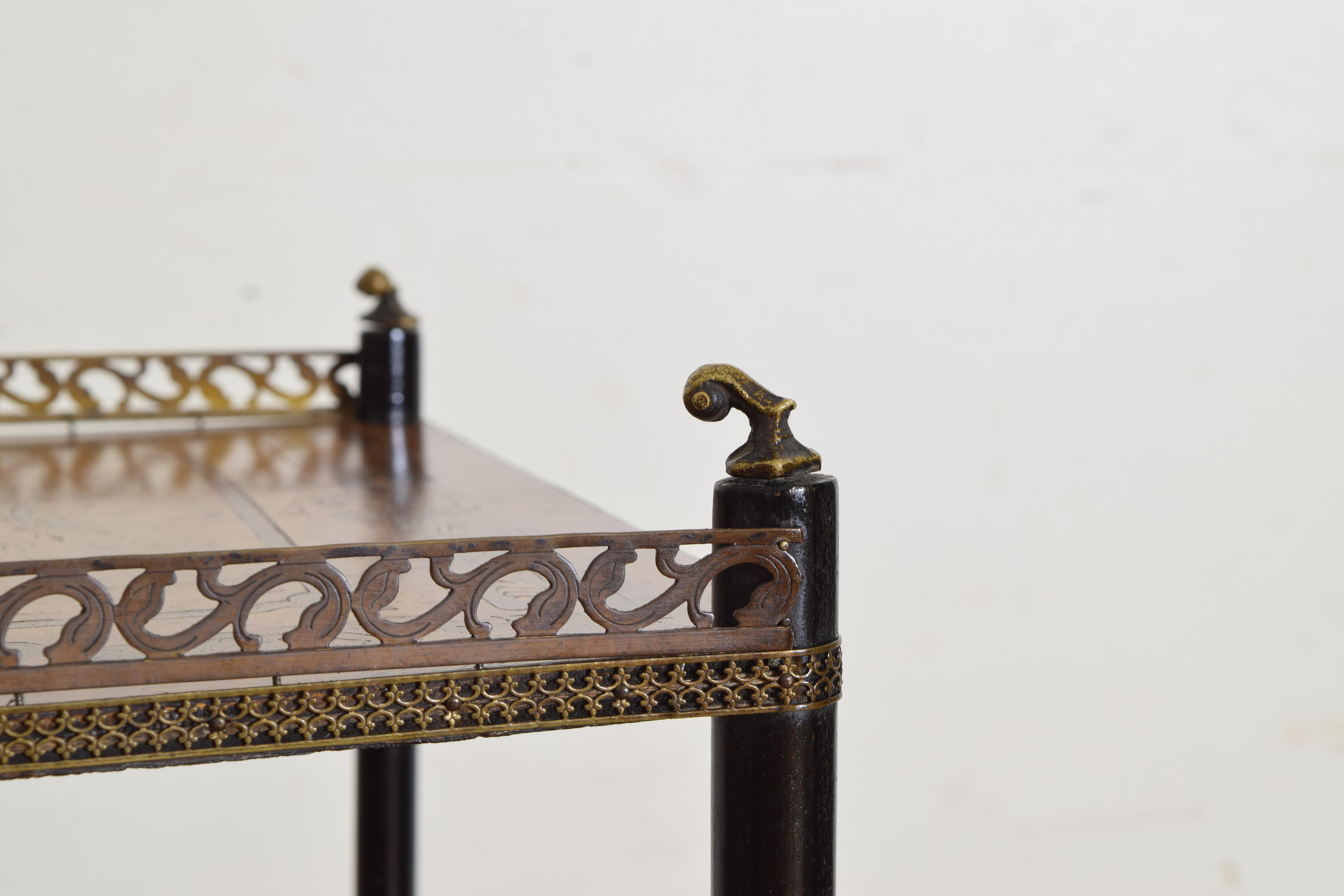 19th Century French Napoleon III Period Veneered & Inlaid 3-Tier Etagere/Table, Late 19th C.