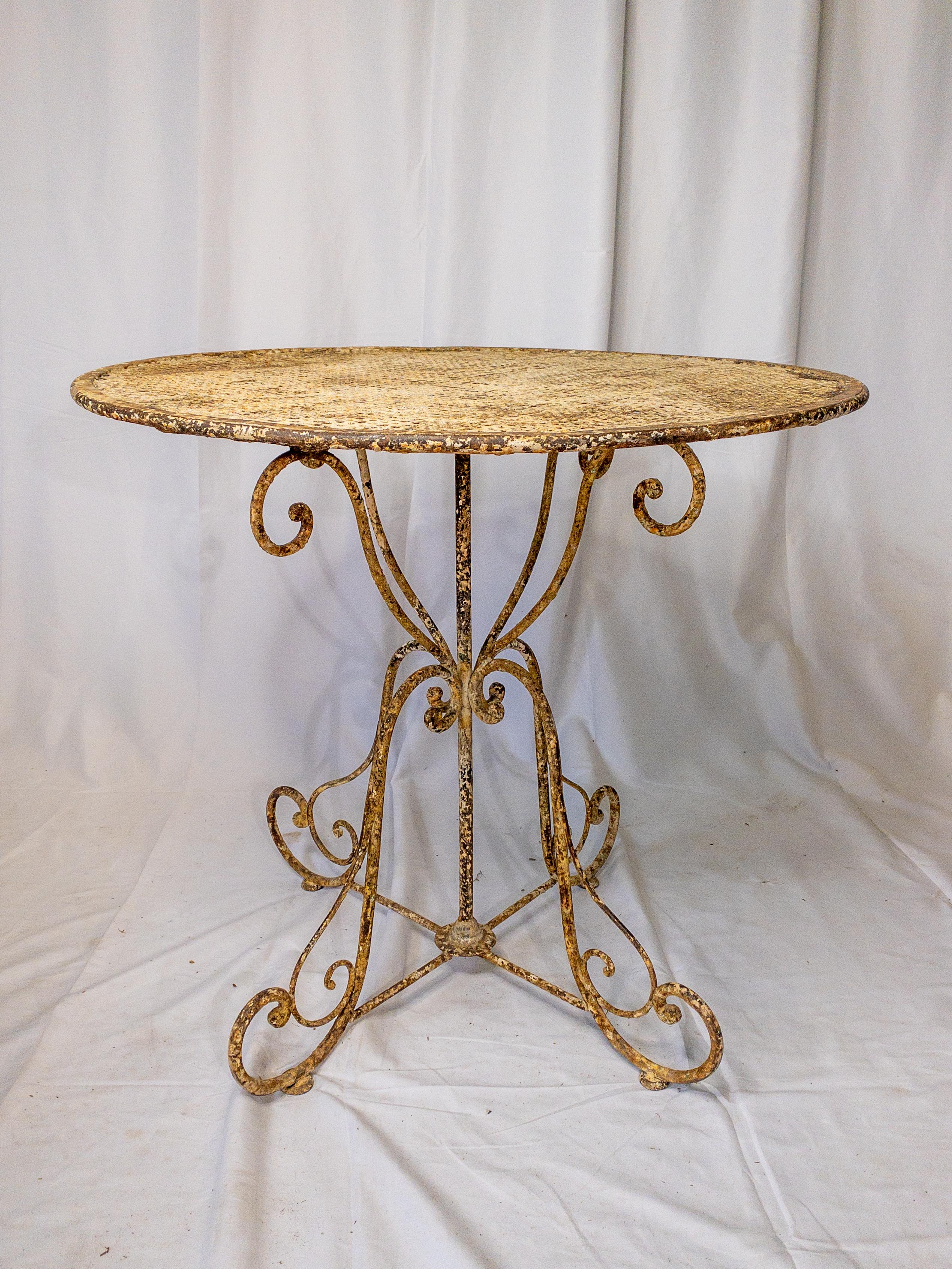 19th Century French Napoleon III Period Wrought Iron Garden Table For Sale