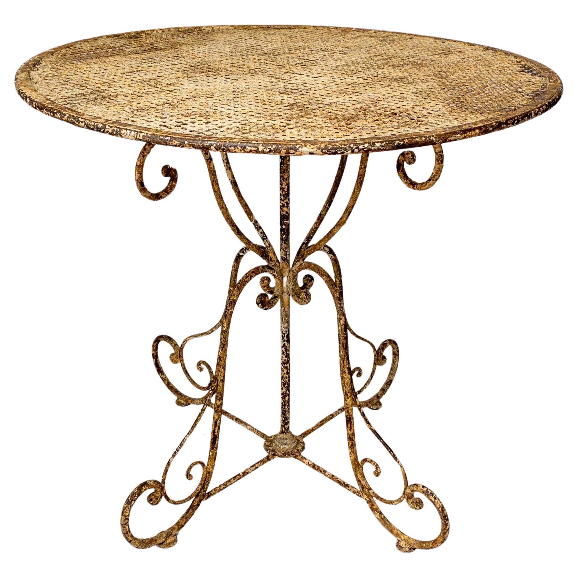 French Napoleon III Period Wrought Iron Garden Table For Sale