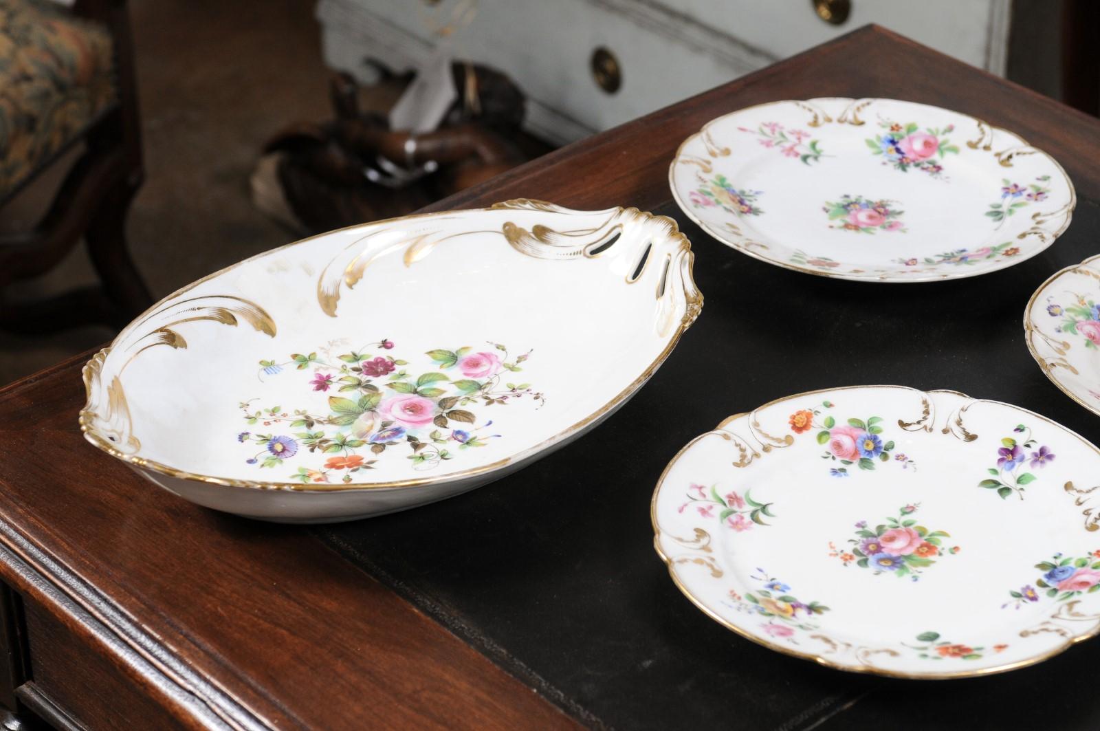 Napoleon III French Napoléon III Porcelain de Paris Plates with Floral Décor, Sold Separately For Sale