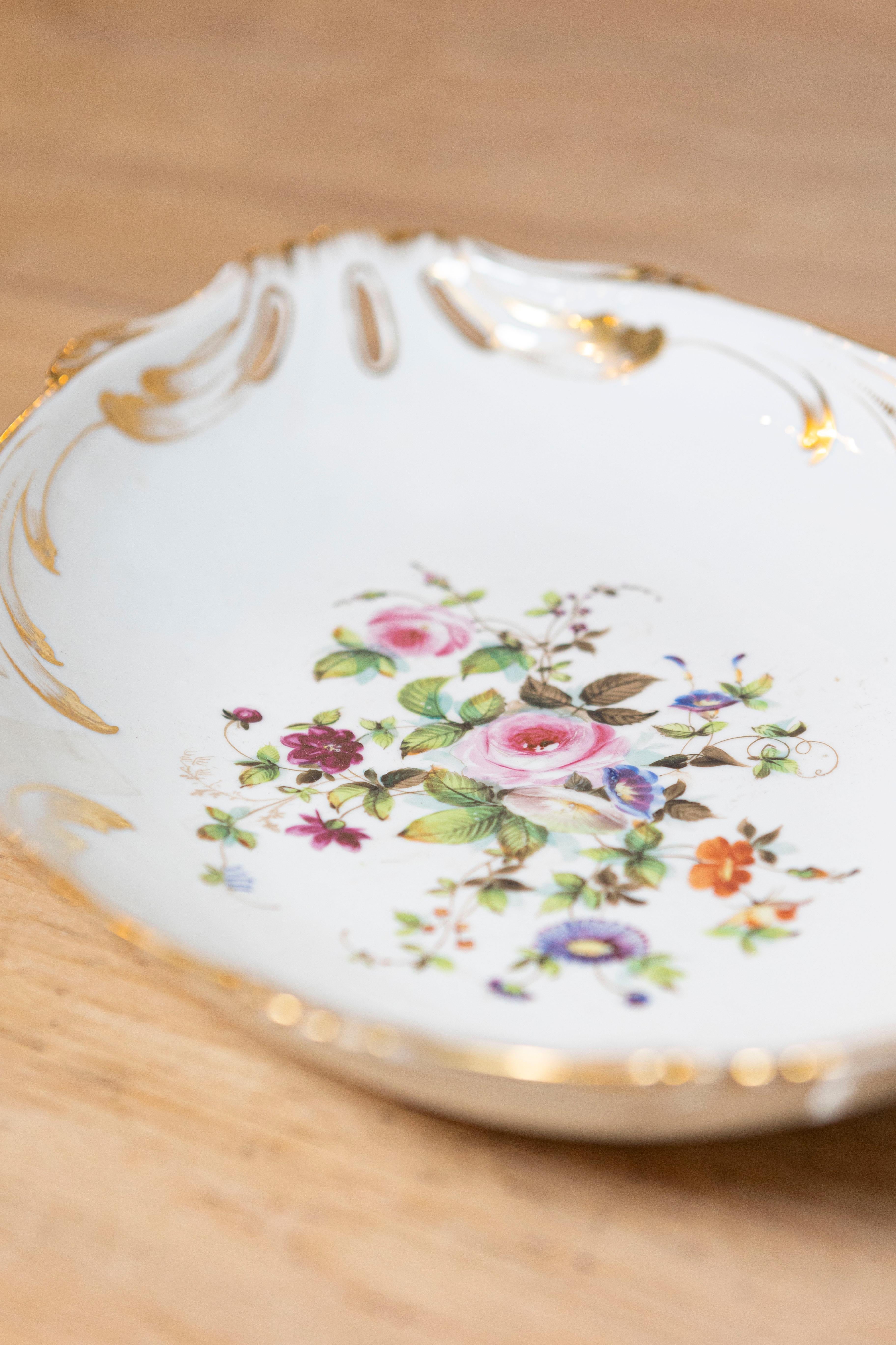 19th Century French Napoléon III Porcelain de Paris Plates with Floral Décor, Sold Separately For Sale