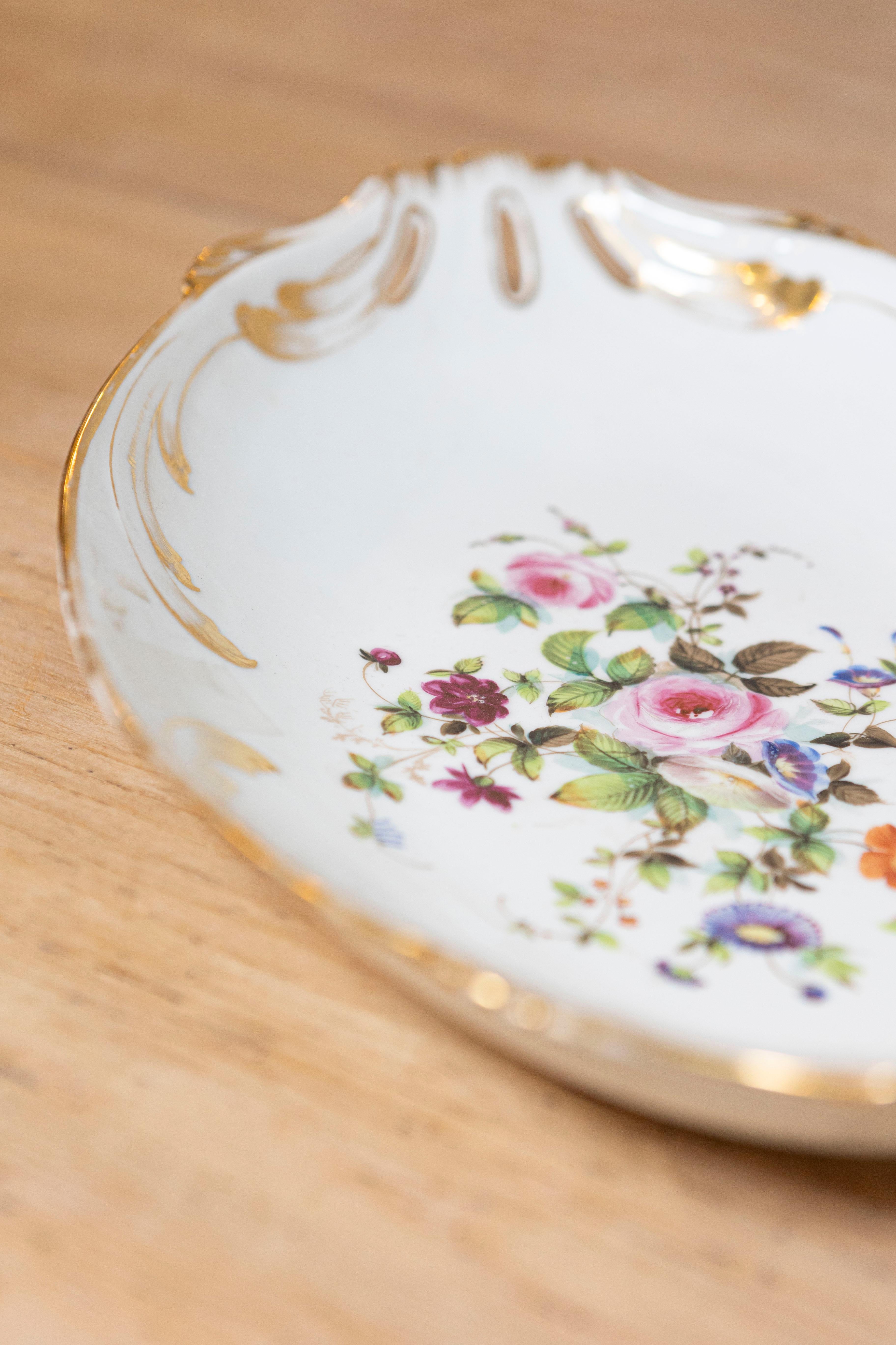 French Napoléon III Porcelain de Paris Plates with Floral Décor, Sold Separately For Sale 2