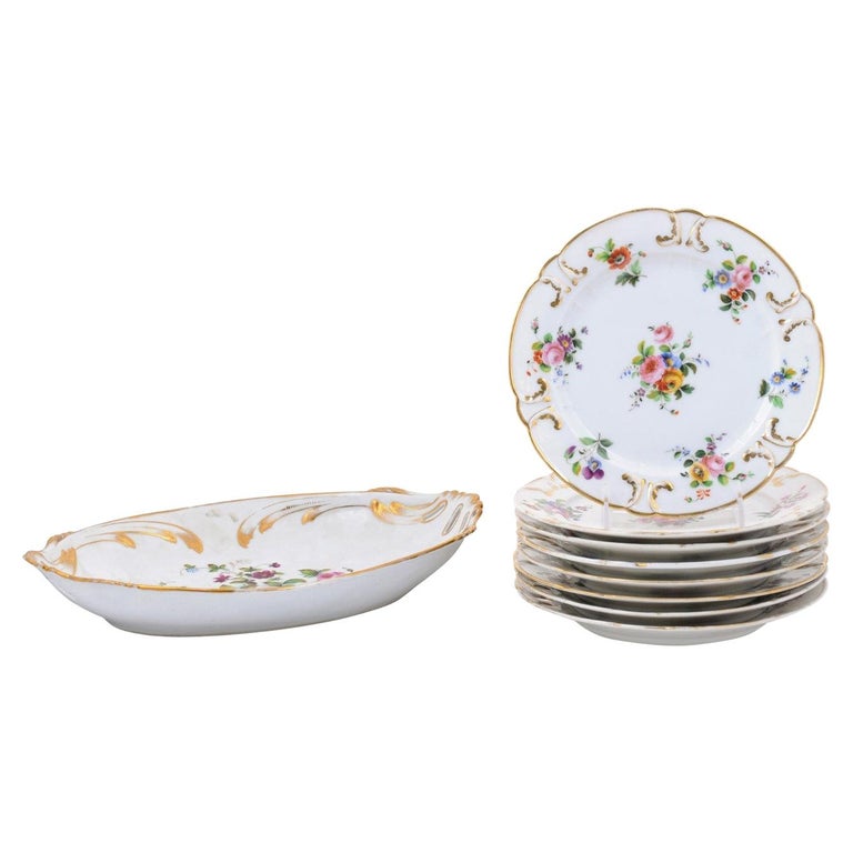 Napolean Chinaware French Napoléon III Porcelain de Paris Plates with Floral Décor, Sold ...
