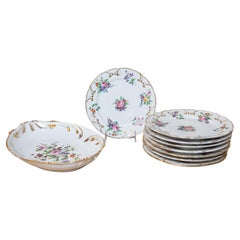 French Napoléon III Porcelain de Paris Plates with Floral Décor, Sold Separately