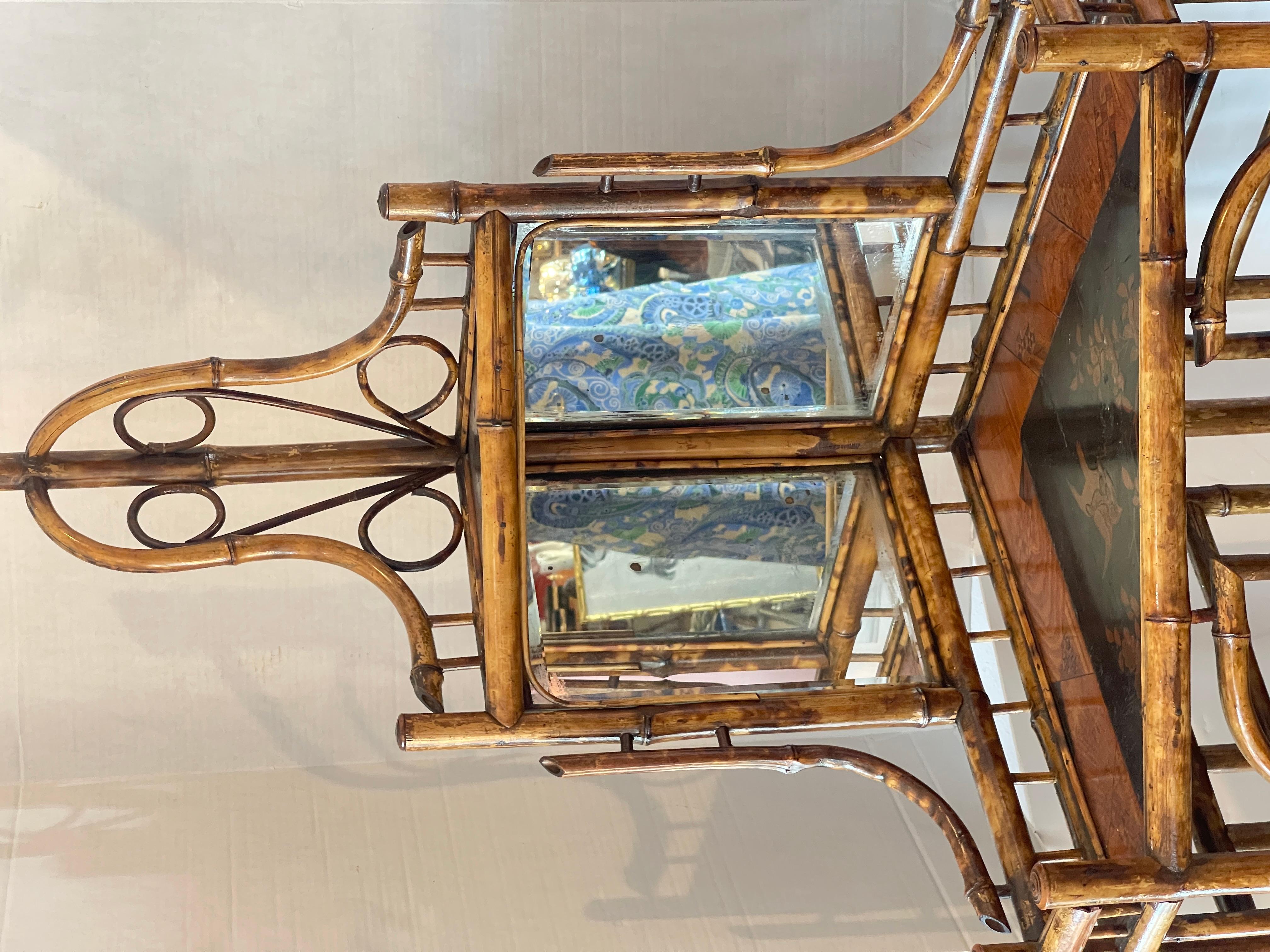 French Napoleon III Rare Bamboo & Lacquer Corner Cabinet, C.1870 For Sale 4
