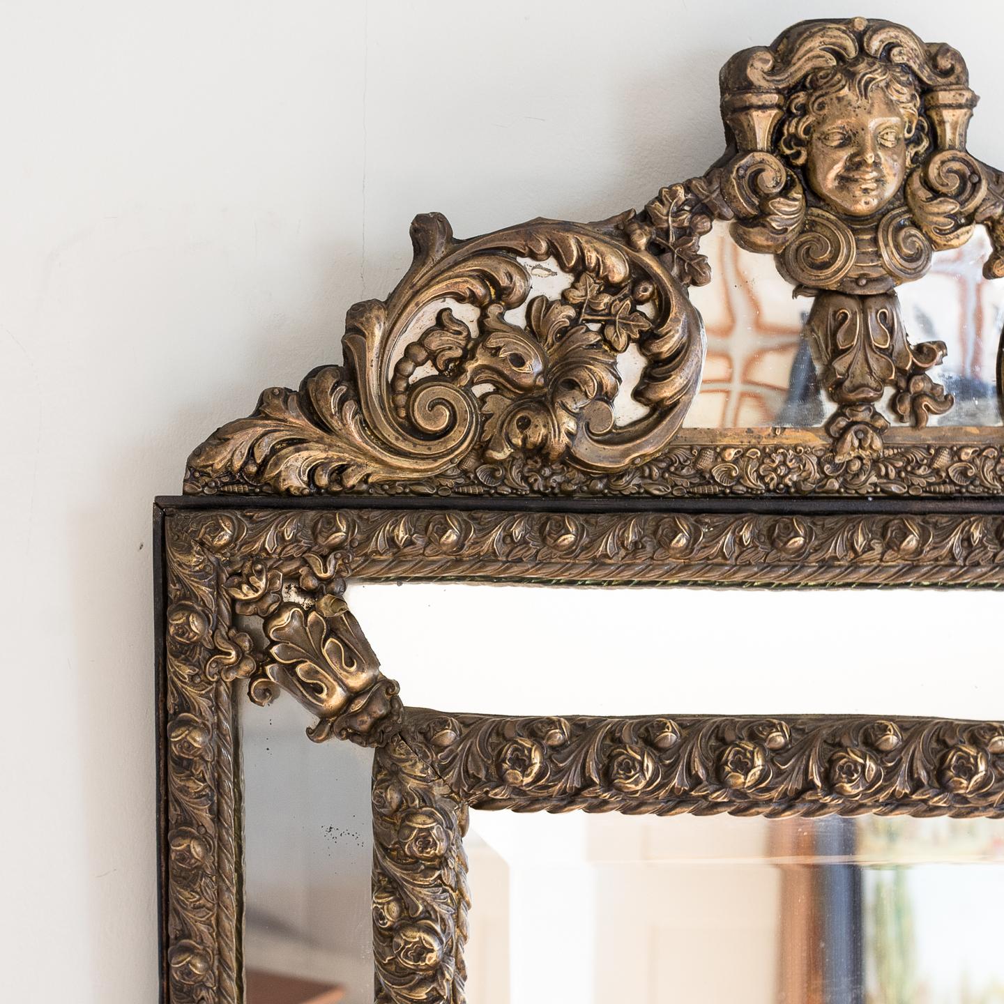 Baroque French Napoleon III Repoussé Cushion Mirror
