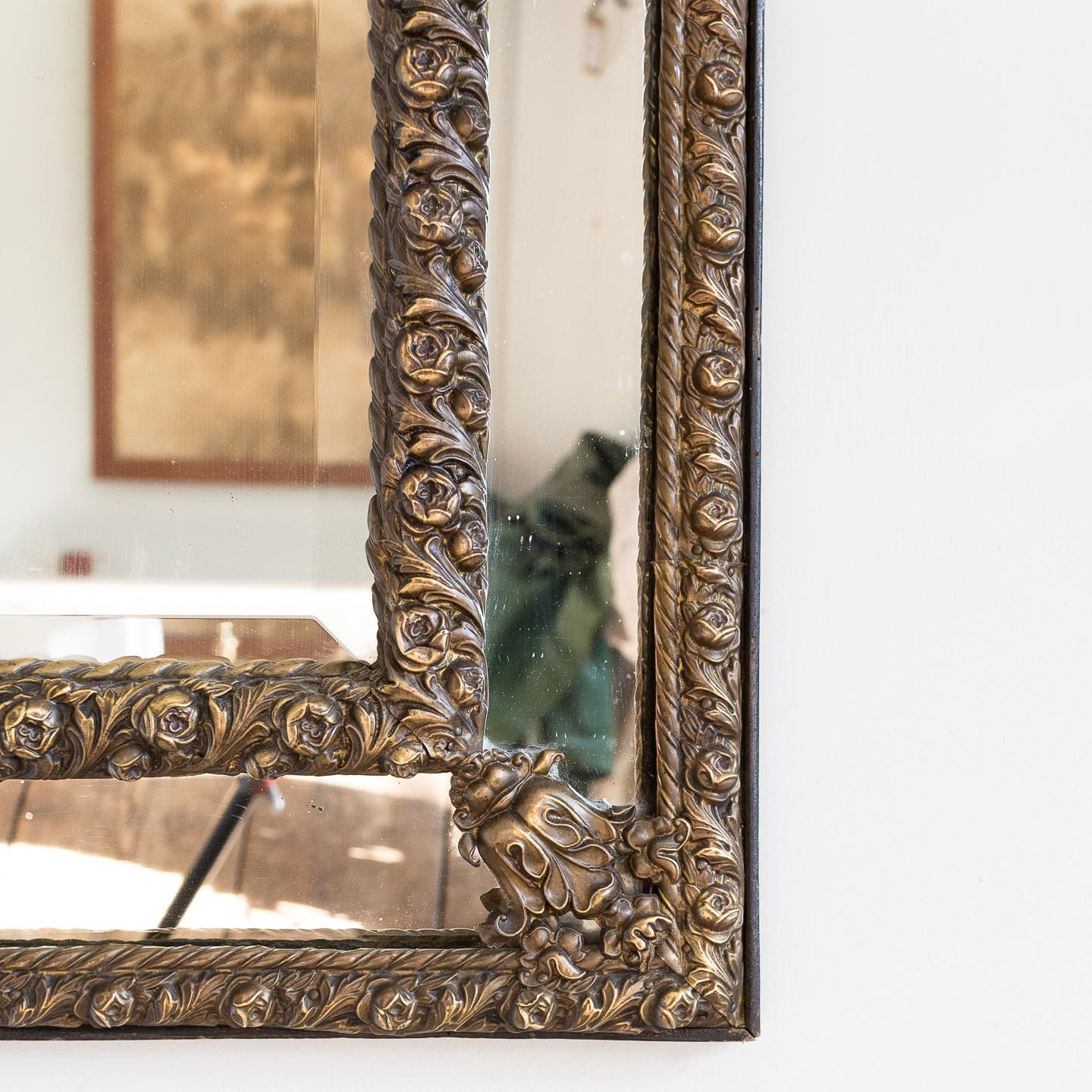 French Napoleon III Repoussé Cushion Mirror 1