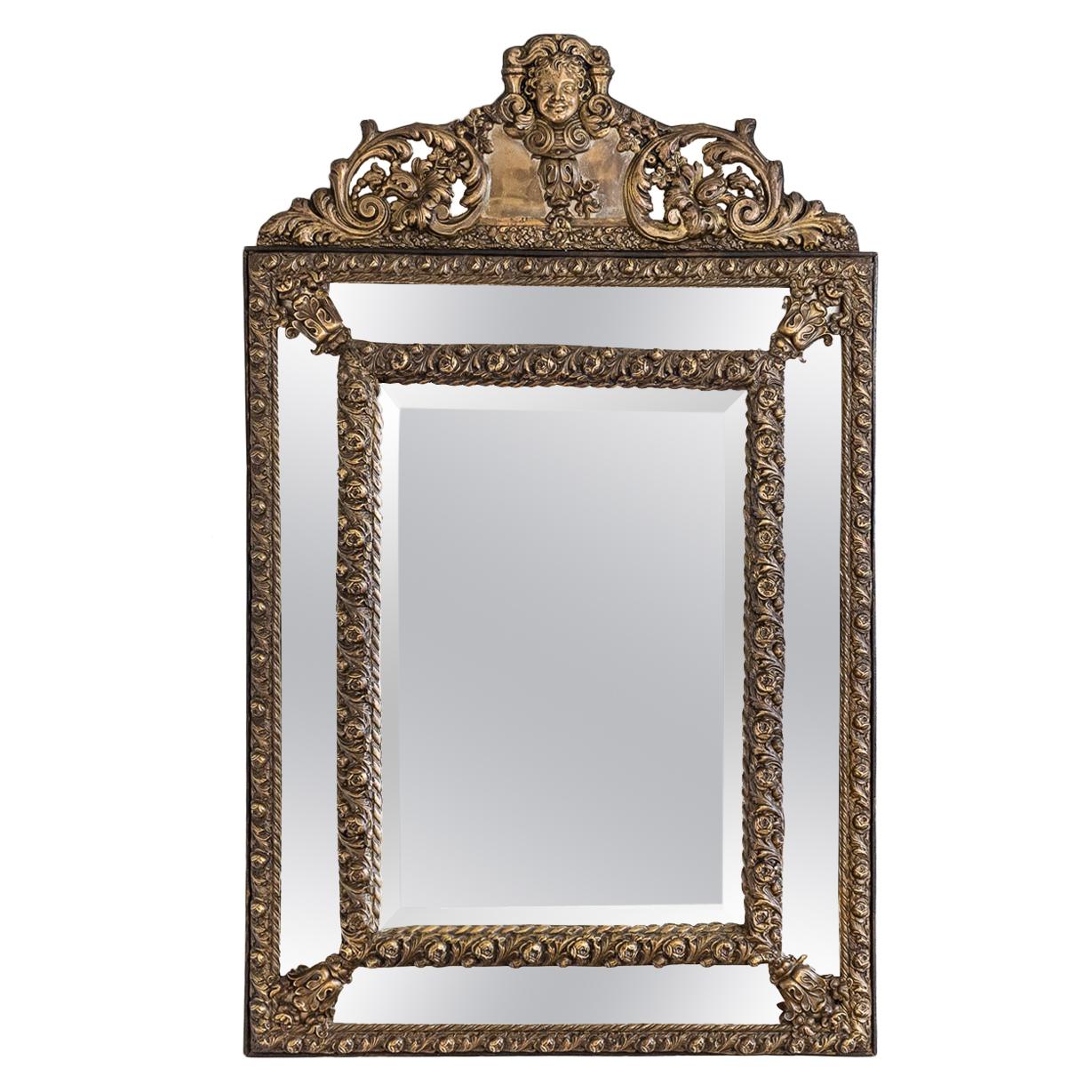 French Napoleon III Repoussé Cushion Mirror