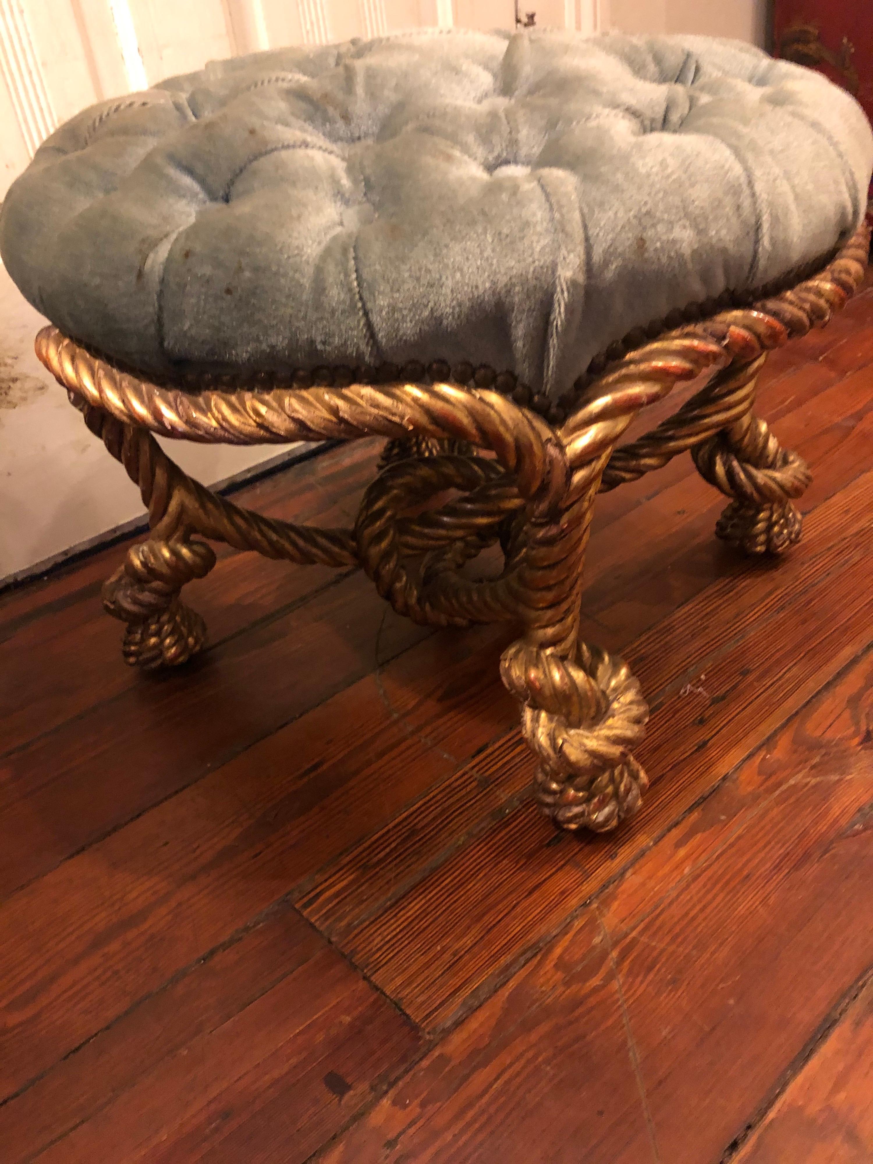 Gilt French Napoleon III Rope Stool For Sale