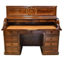French Napoleon III Rosewood Pedestal Desk with Pull Out Secretary, circa 1865