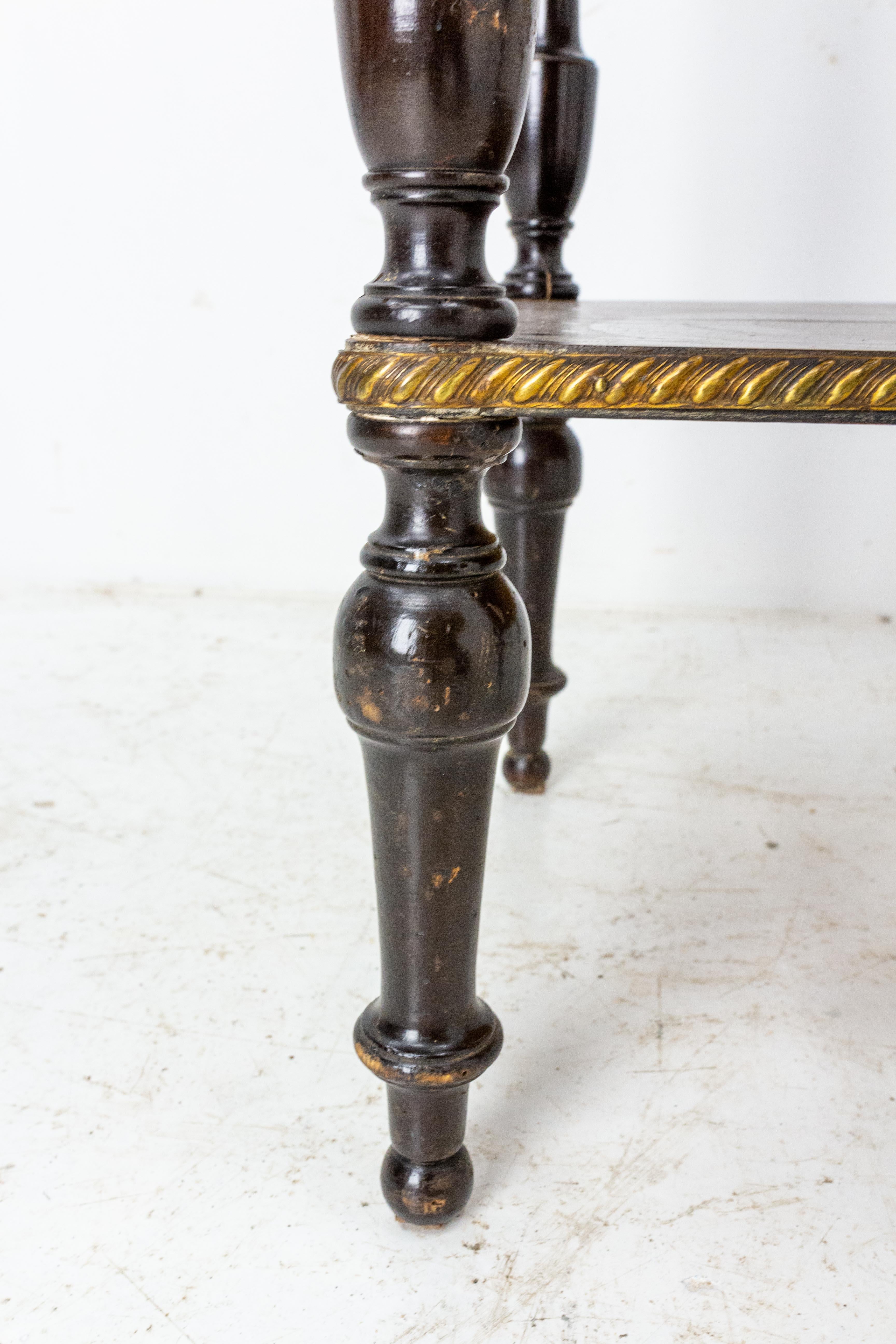 French Napoleon III Serving Table or Side Table Walnut and Brass, circa 1880 For Sale 8