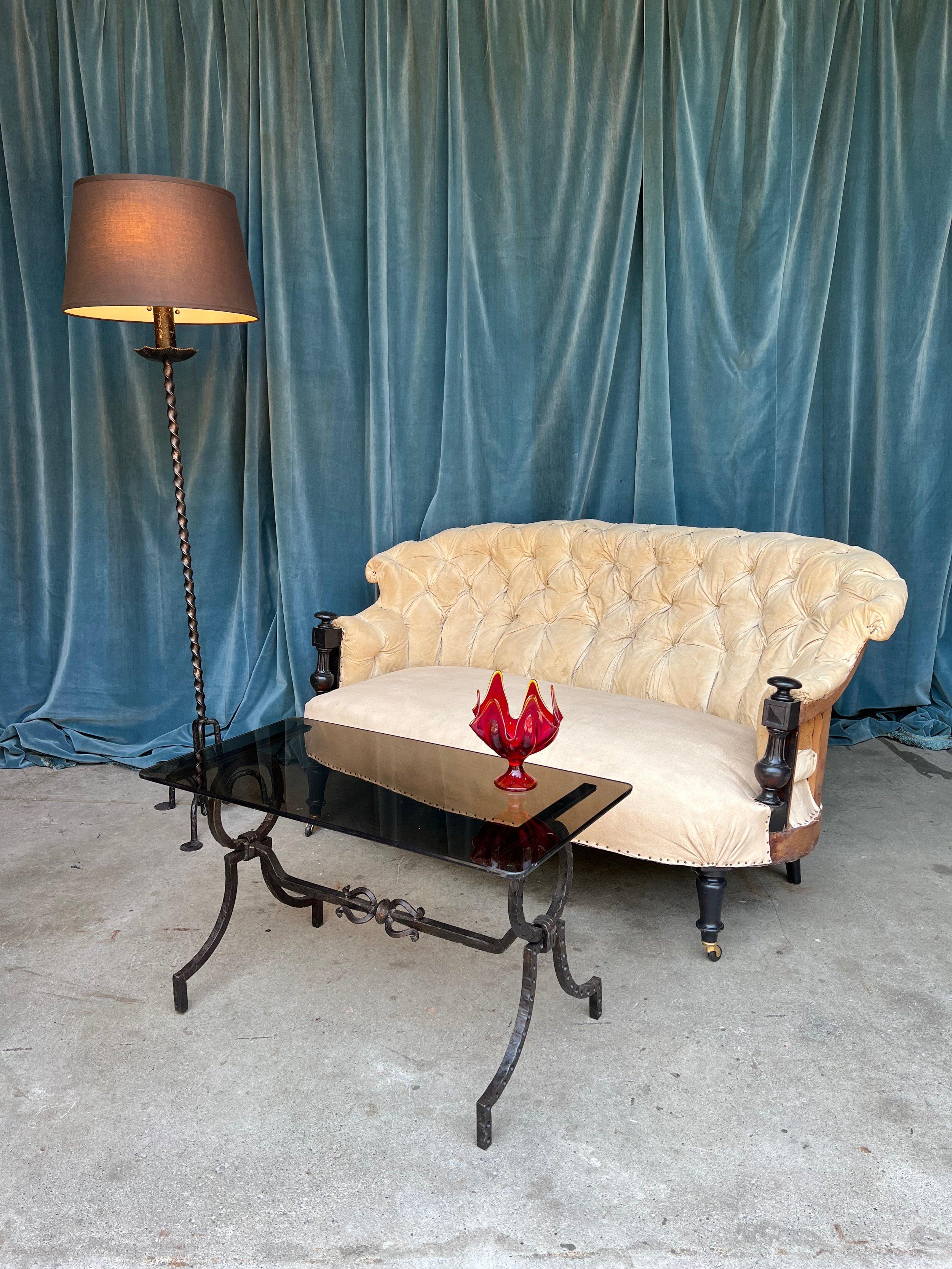 French Napoleon III Settee with Ebonized Arms For Sale 5