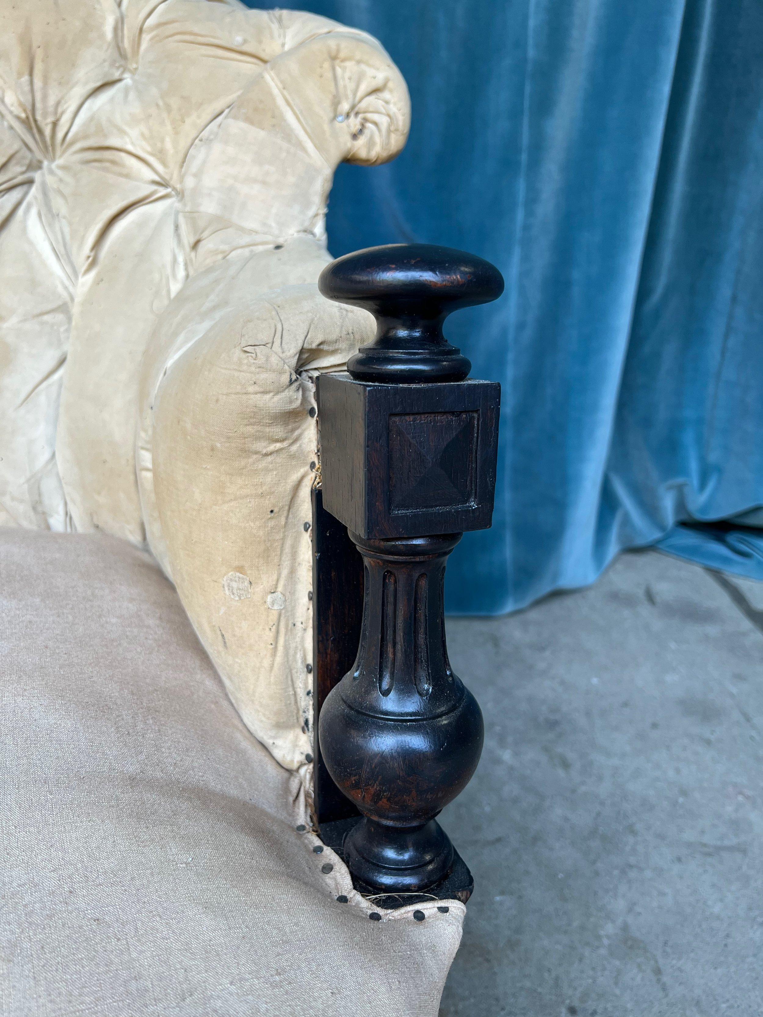 French Napoleon III Settee with Ebonized Arms For Sale 10