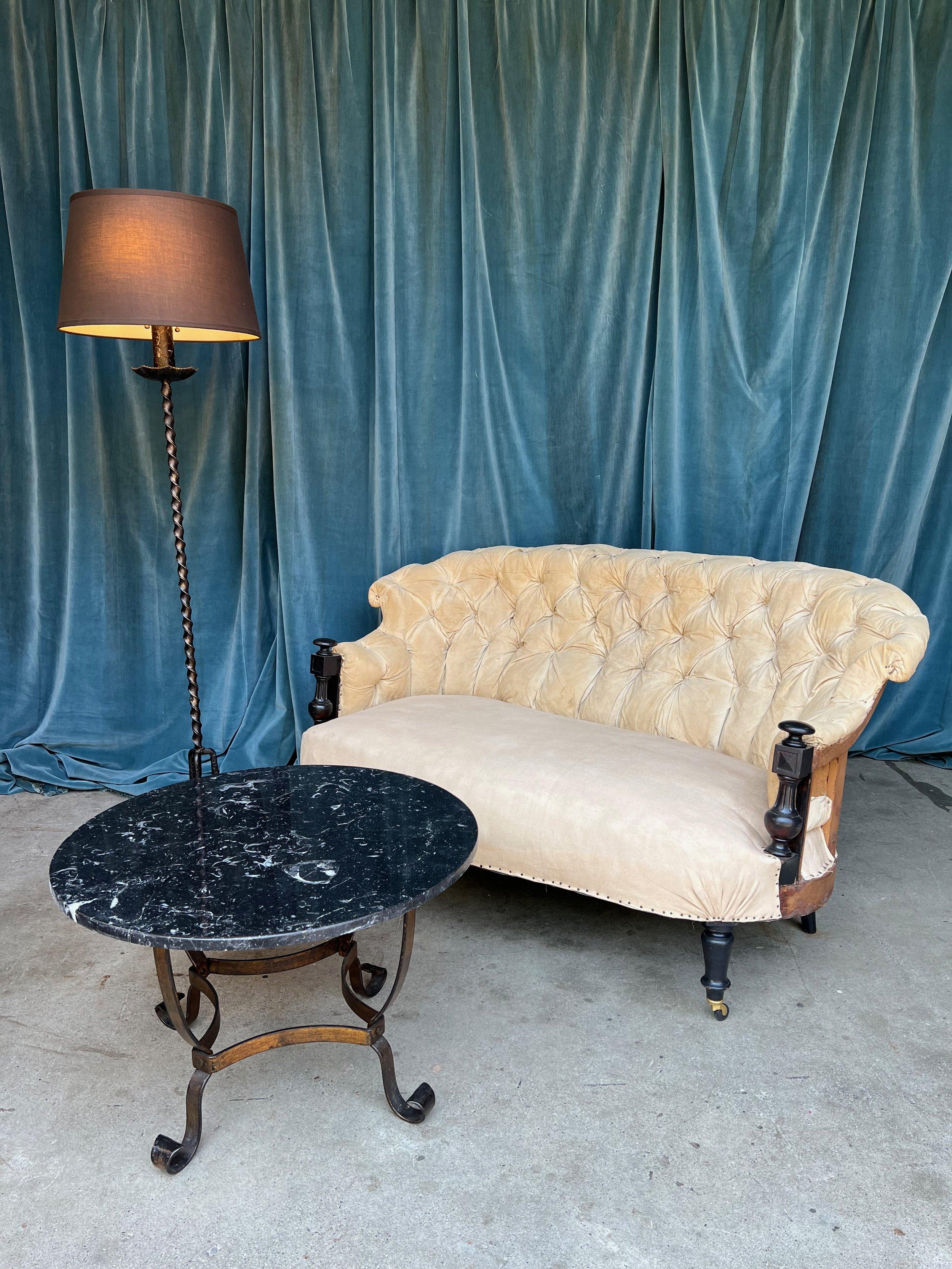 French Napoleon III Settee with Ebonized Arms For Sale 2