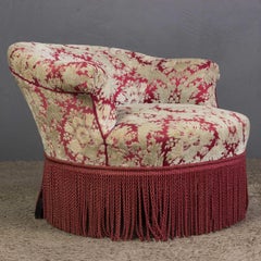 French Napoleon III Slipper Chair in Floral Fabric