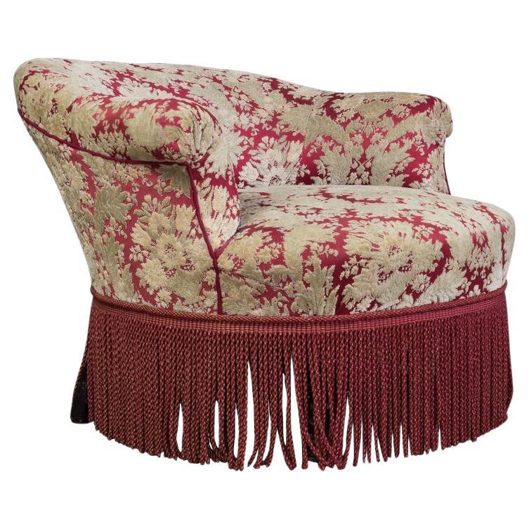 French Napoleon III Slipper Chair in Floral Fabric For Sale