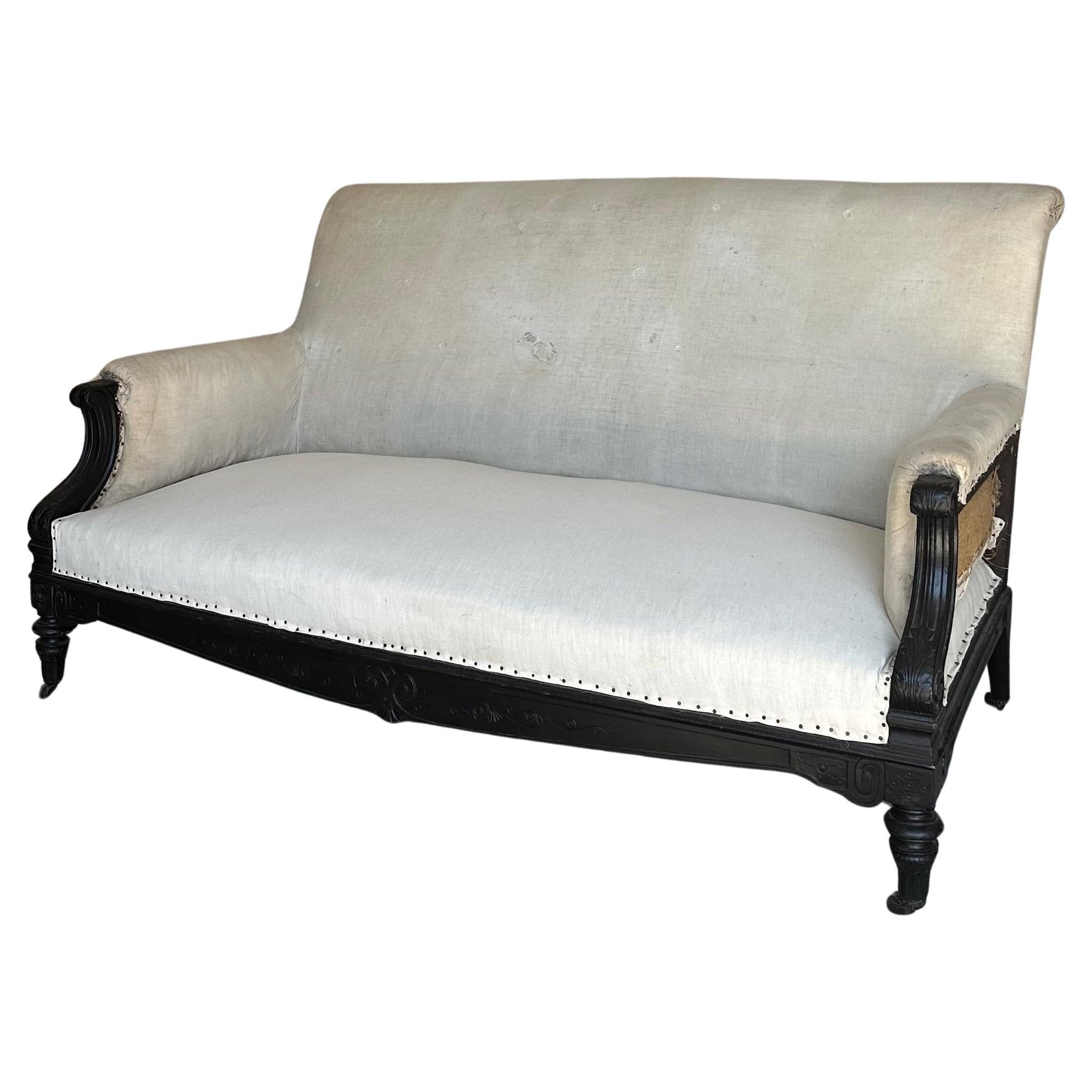 French Napoleon III Sofa With Painted Frame
