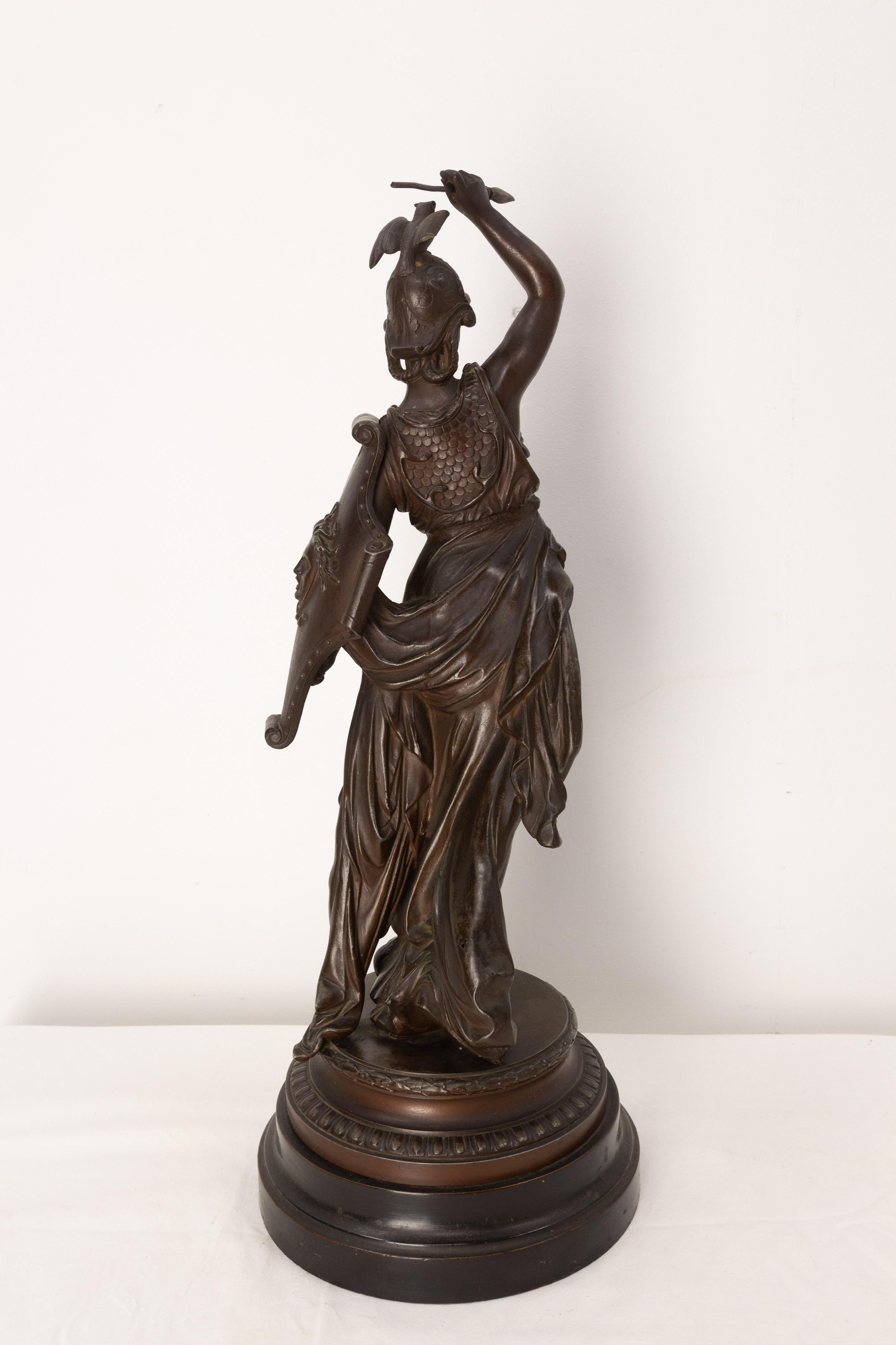 French Napoleon III Spelter Athena Statuette circa 1890 For Sale 6