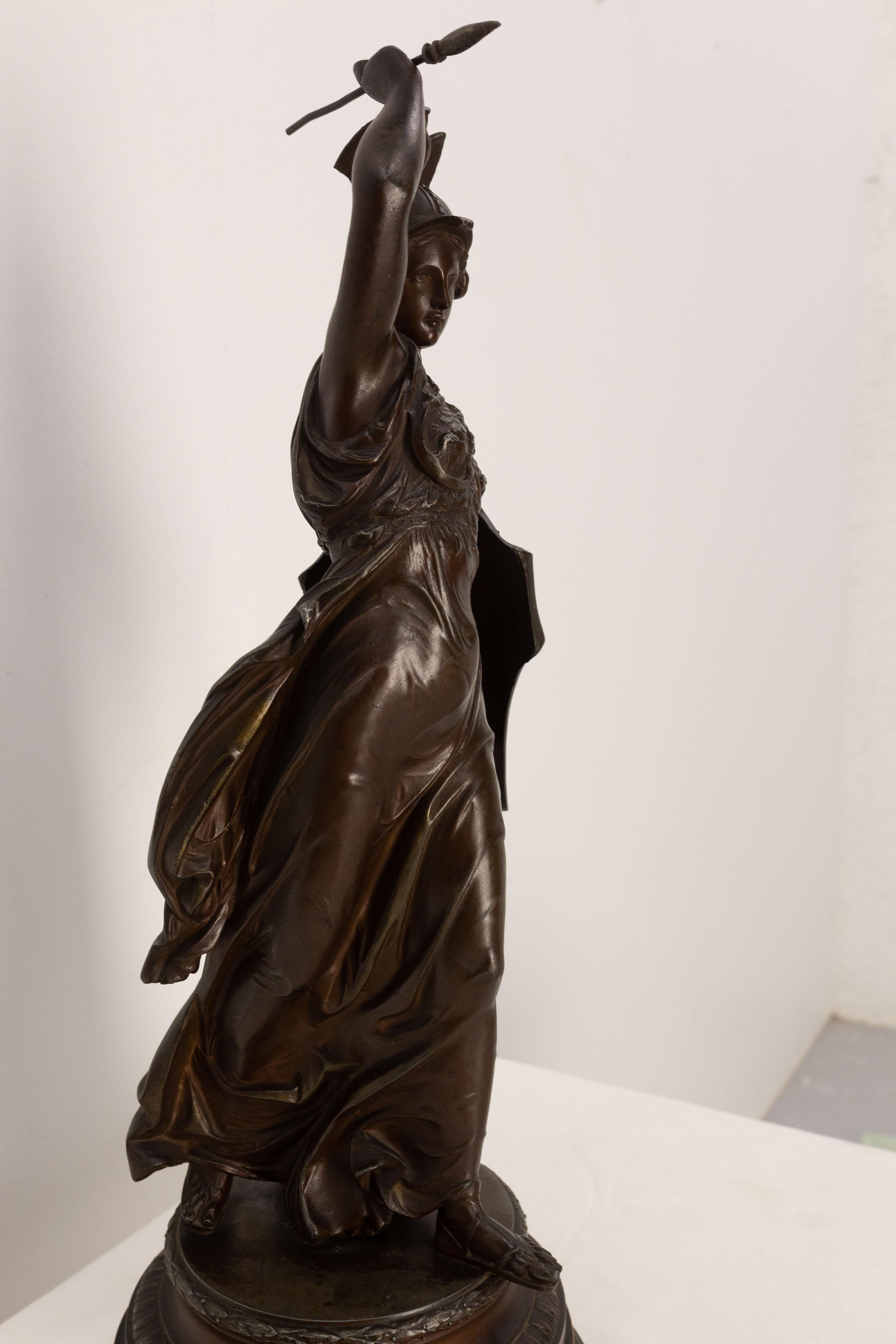 French Napoleon III Spelter Athena Statuette circa 1890 For Sale 3
