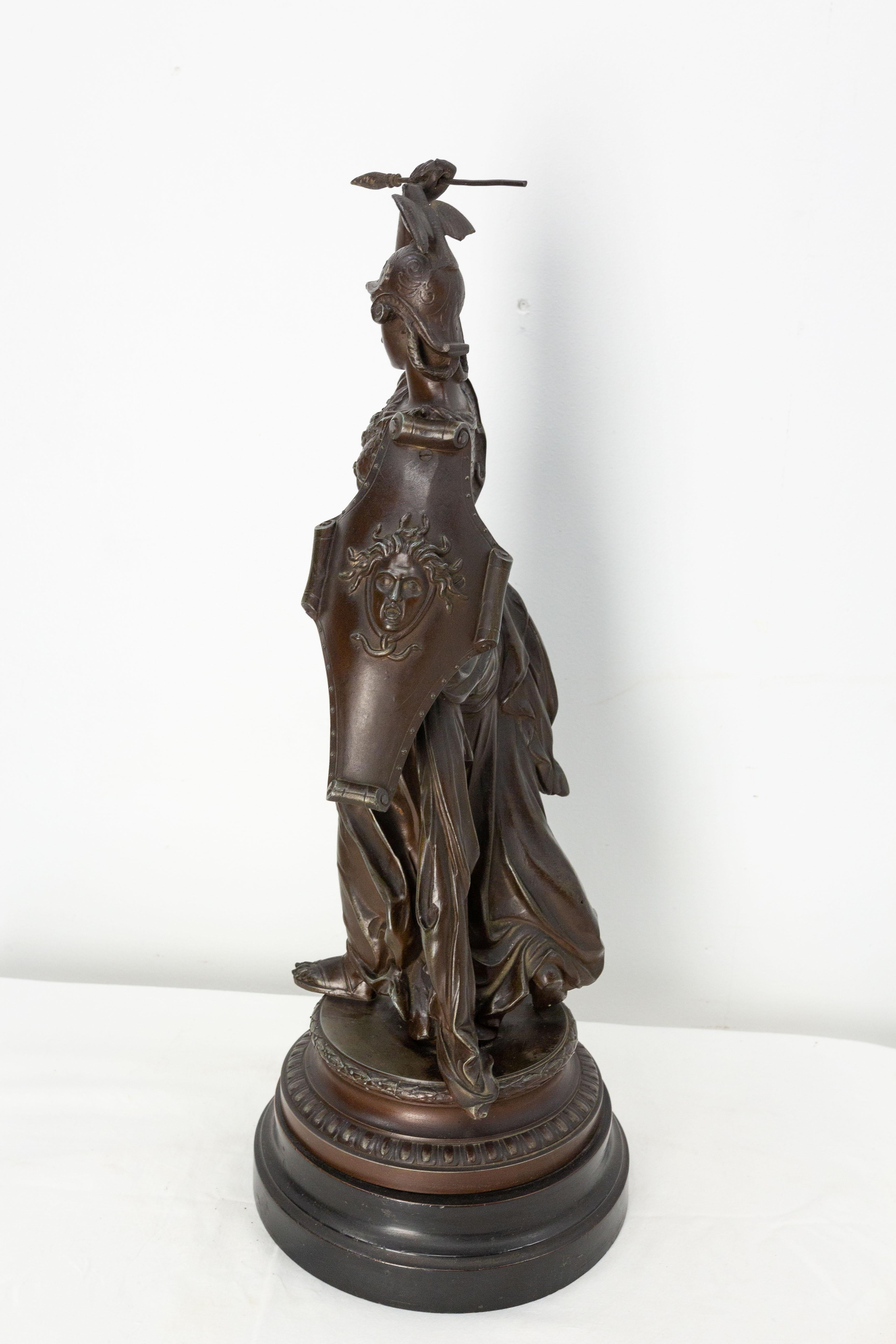 French Napoleon III Spelter Athena Statuette circa 1890 For Sale 4