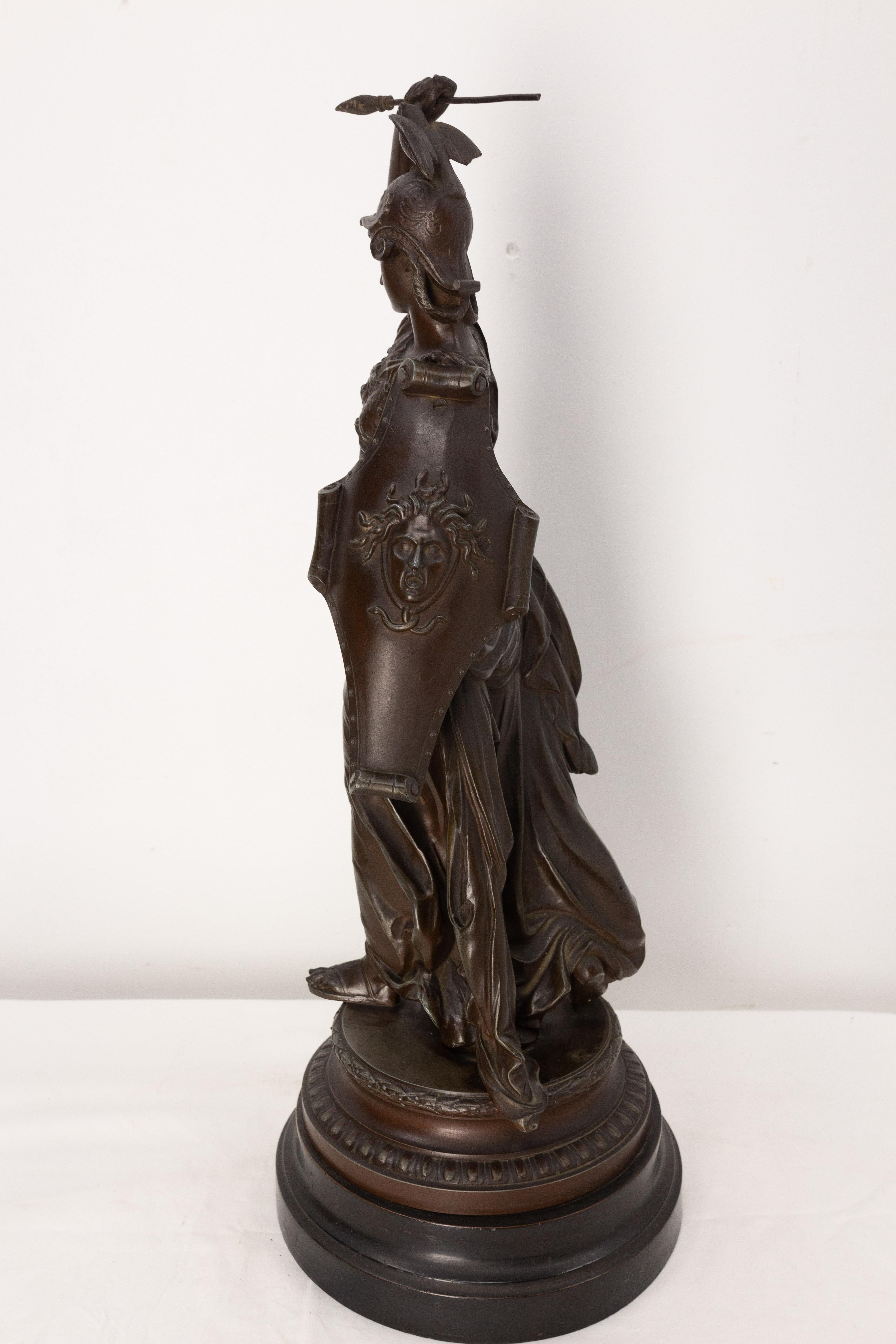 French Napoleon III Spelter Athena Statuette circa 1890 For Sale 5
