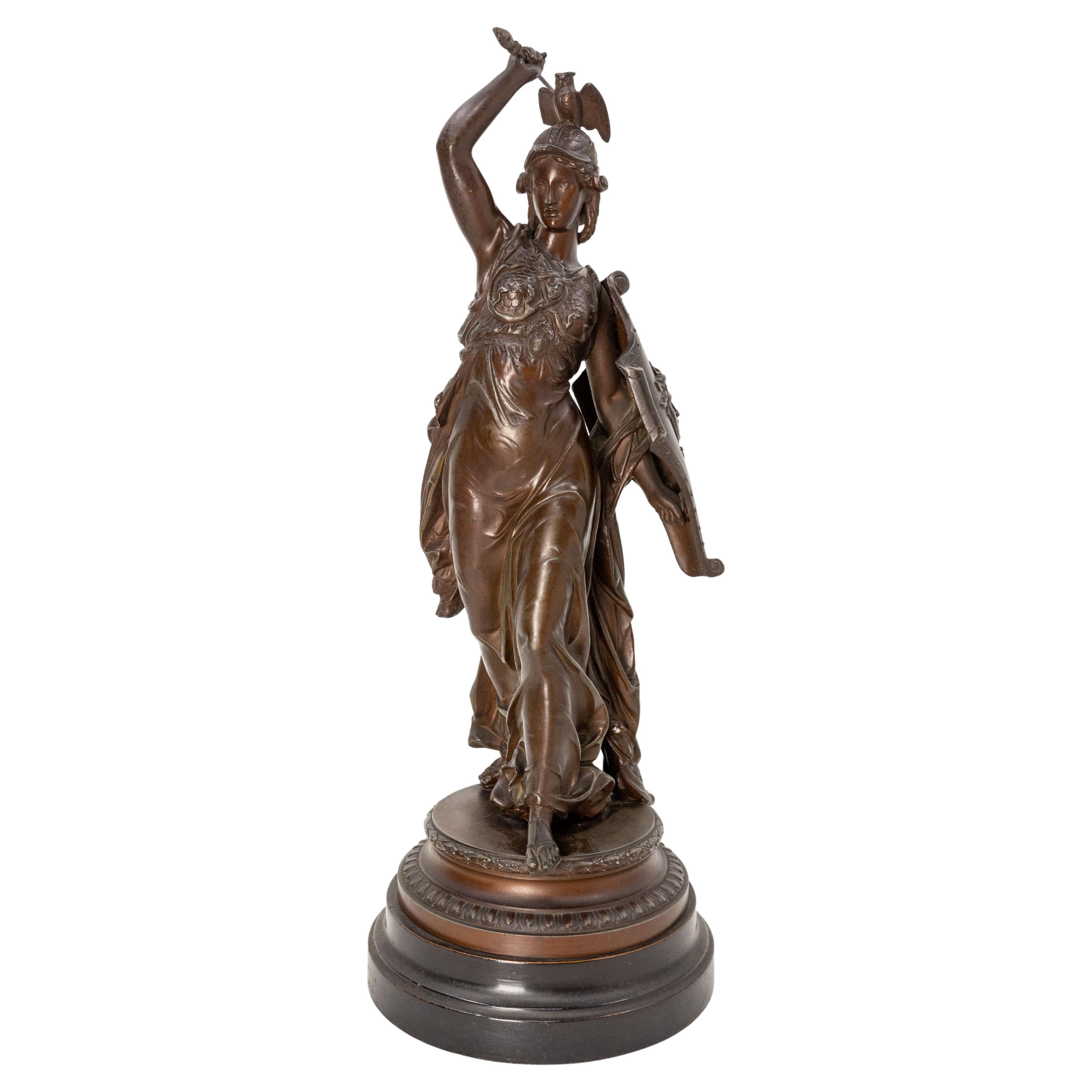 French Napoleon III Spelter Athena Statuette circa 1890 For Sale