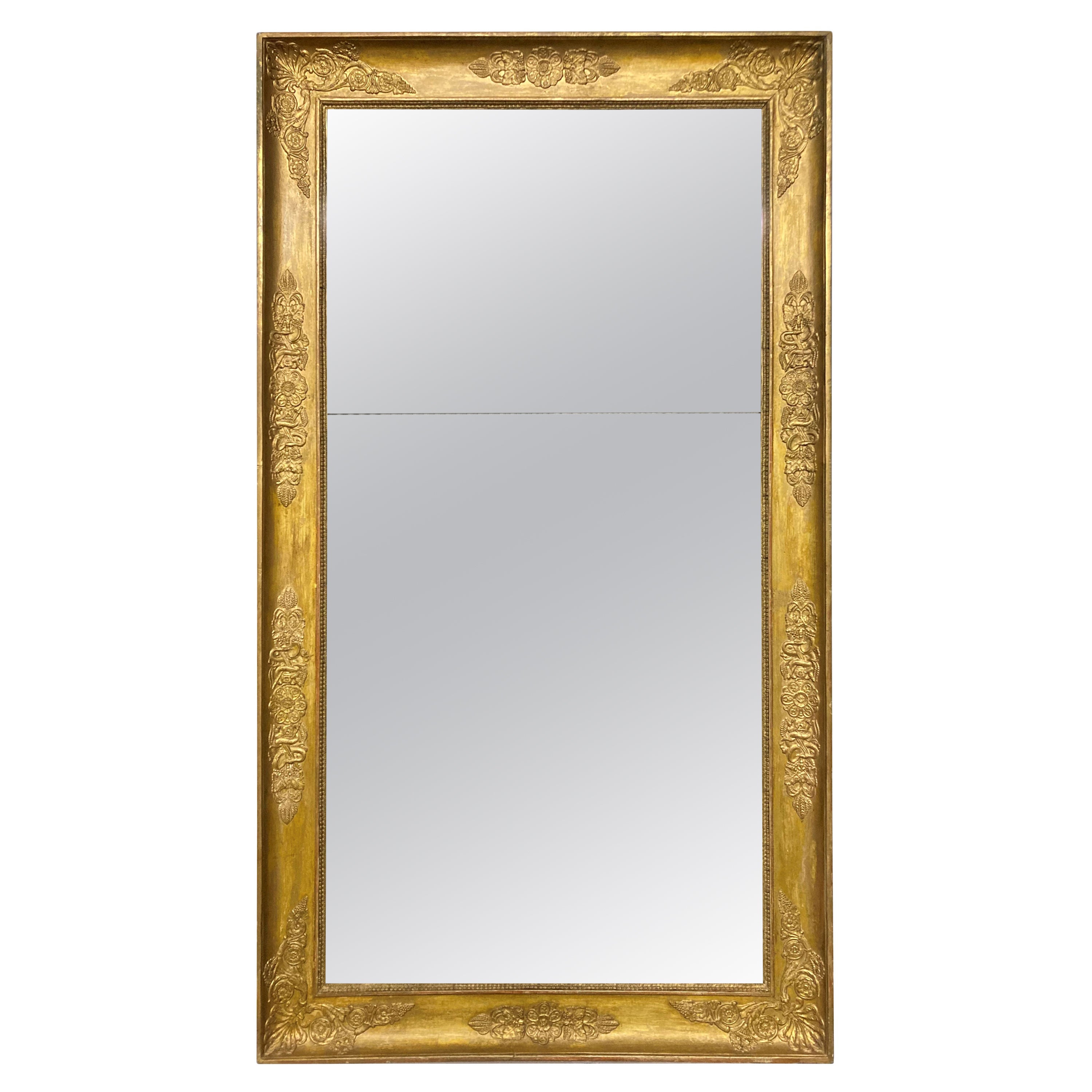 French Napoleon III Split Plate Giltwood Mirror