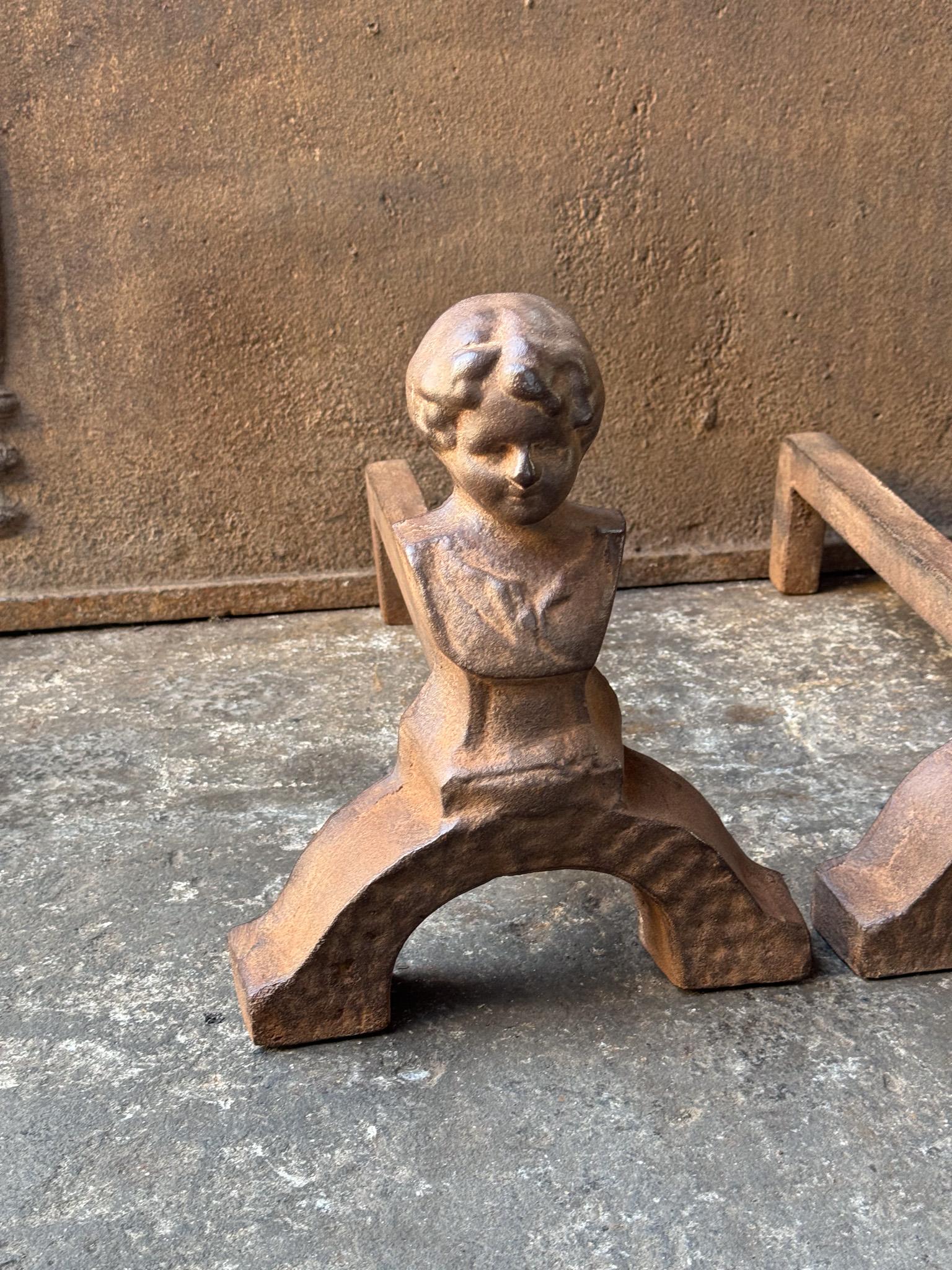 French Napoleon III Style Andirons or Firedogs, 20th Century For Sale 5