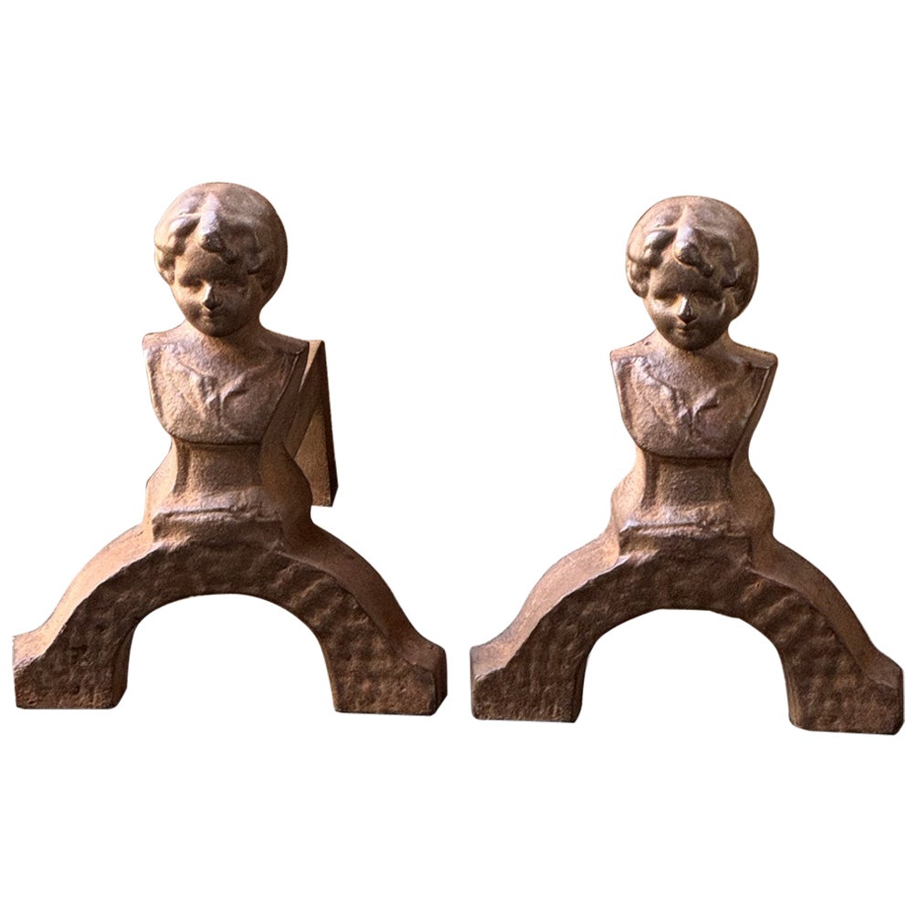 French Napoleon III Style Andirons or Firedogs, 20th Century