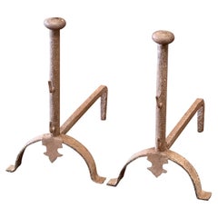 French Napoleon III Style Andirons or Firedogs, Early 20th Century