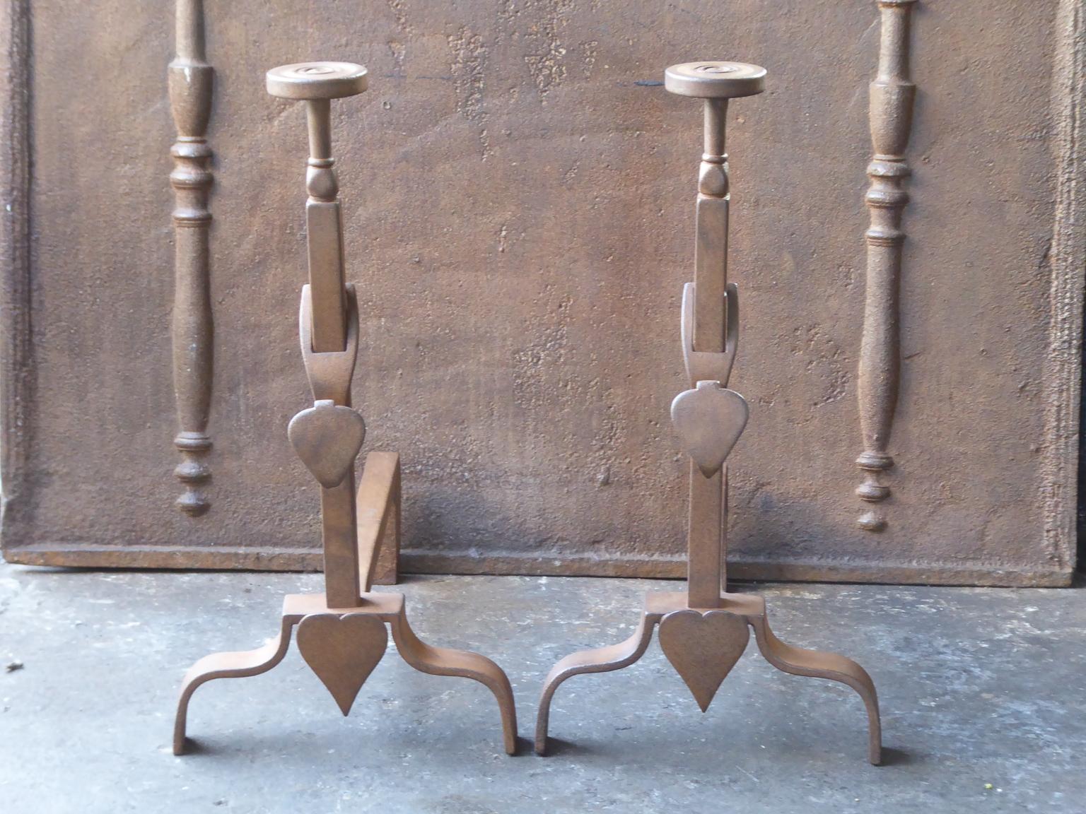 Forged French Napoleon III Style Andirons or Firedogs For Sale