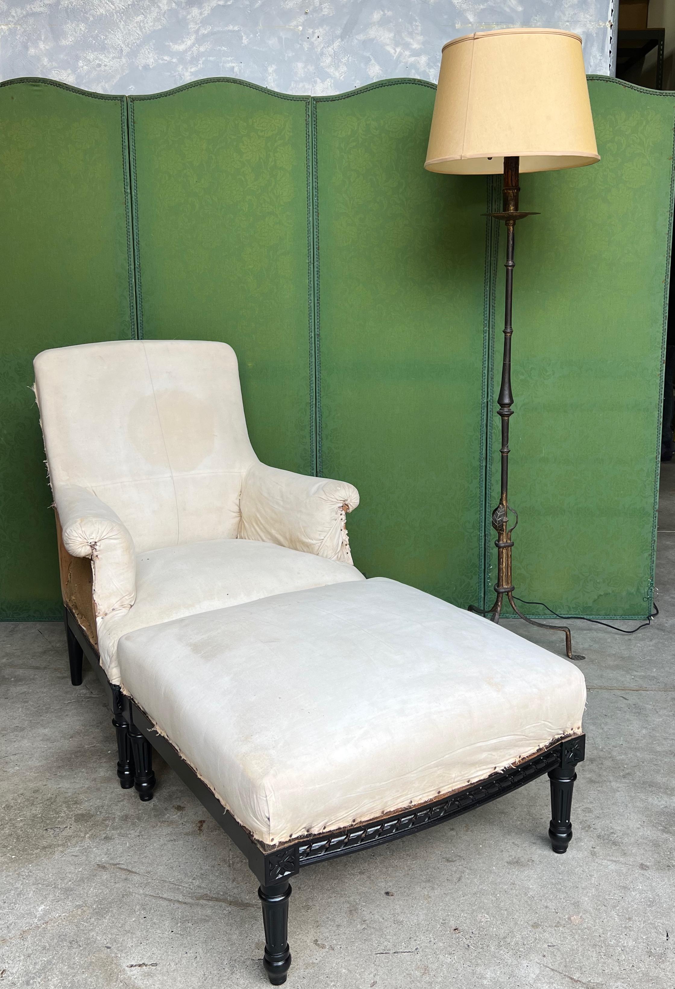 French Napoleon III Style Armchair with Ottoman For Sale at 1stDibs