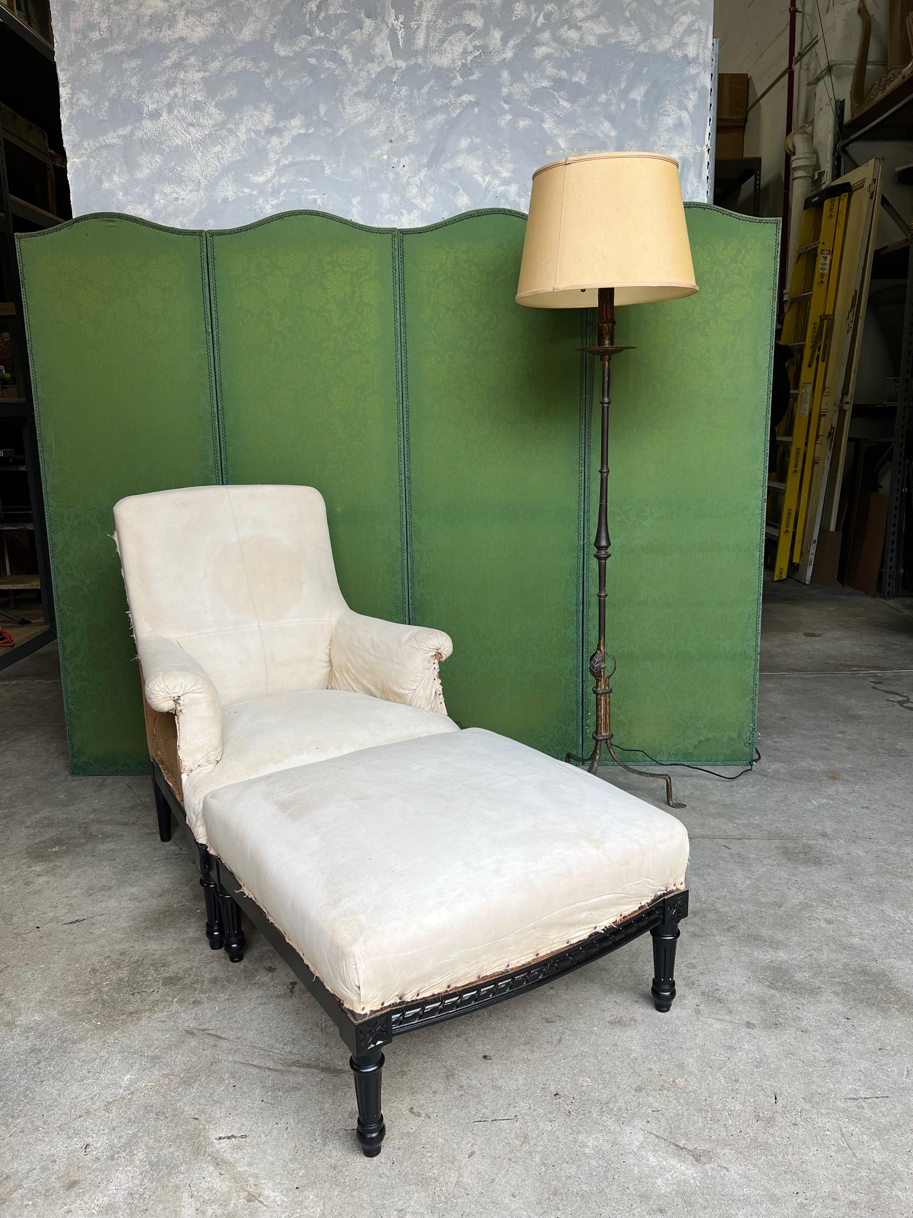 French Napoleon III Style Armchair with Ottoman For Sale at 1stDibs