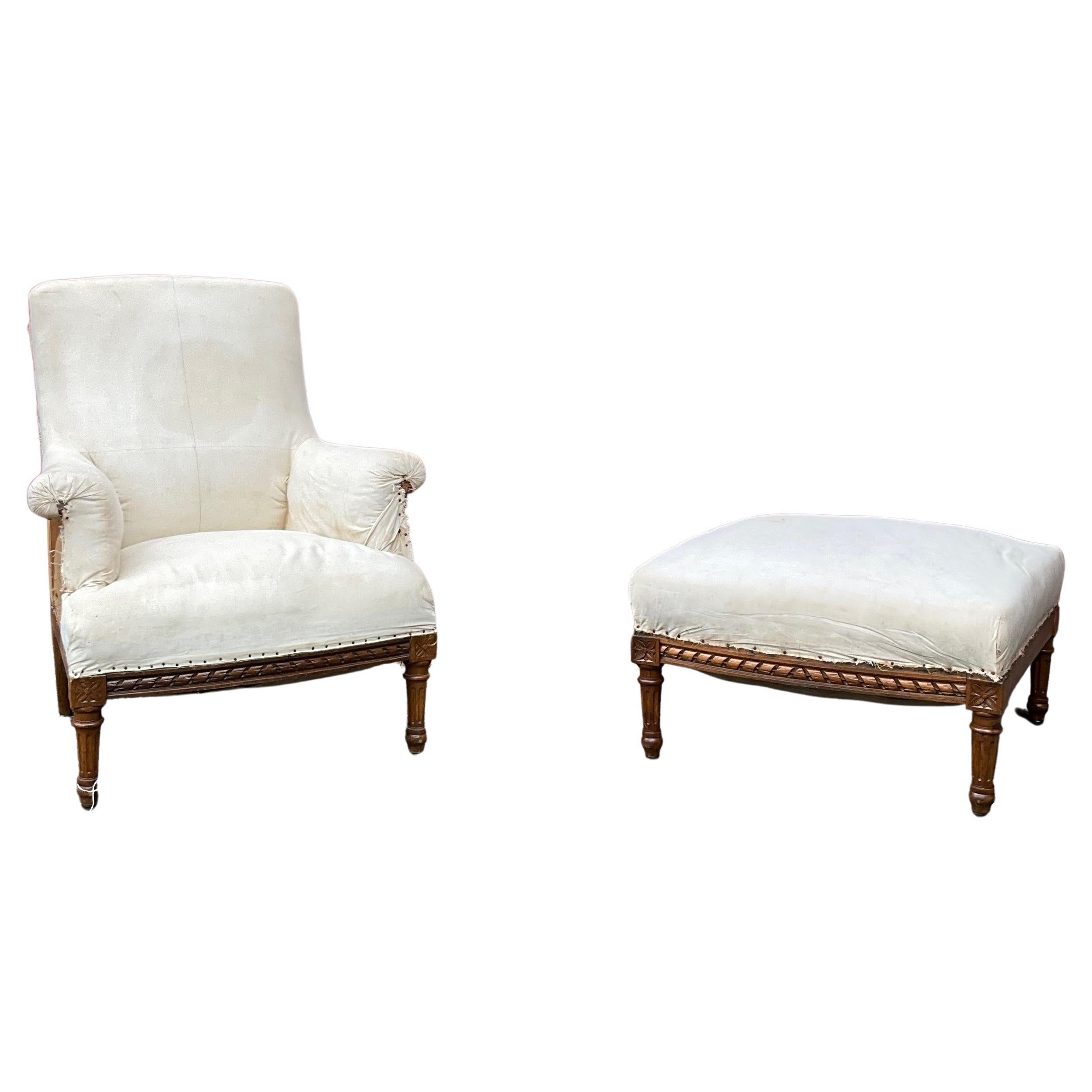Monterey Style Armchair and Ottoman at 1stDibs