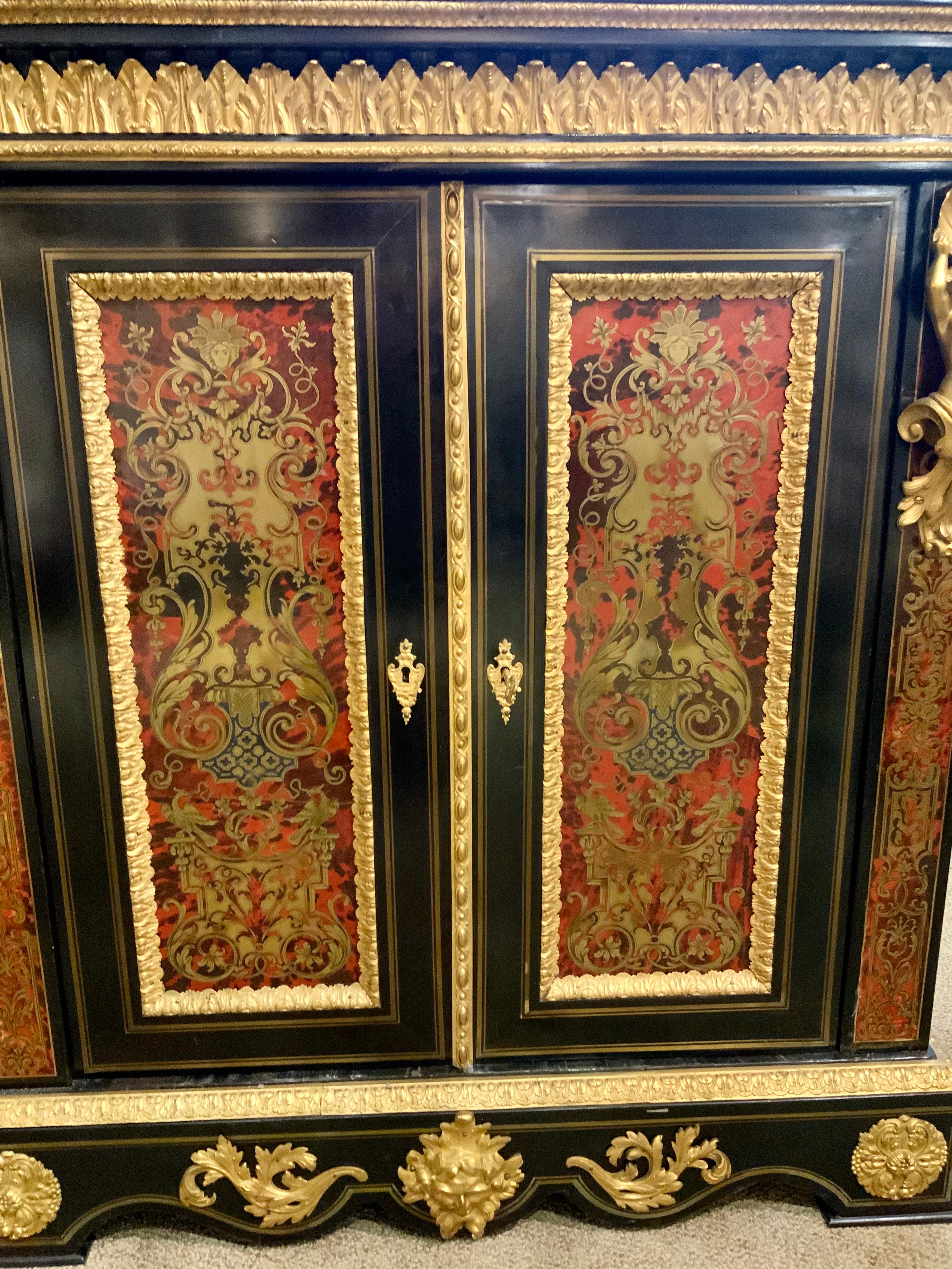 19th Century French Napoleon III, Style Boulle Cabinet circa 1890 with Marquetry, Inlay For Sale